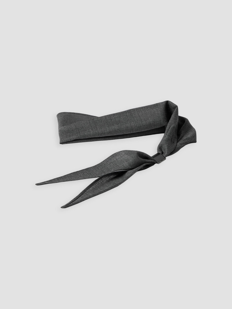 Women's Virgin Wool Organza Necktie with Monili - Dark Grey 3