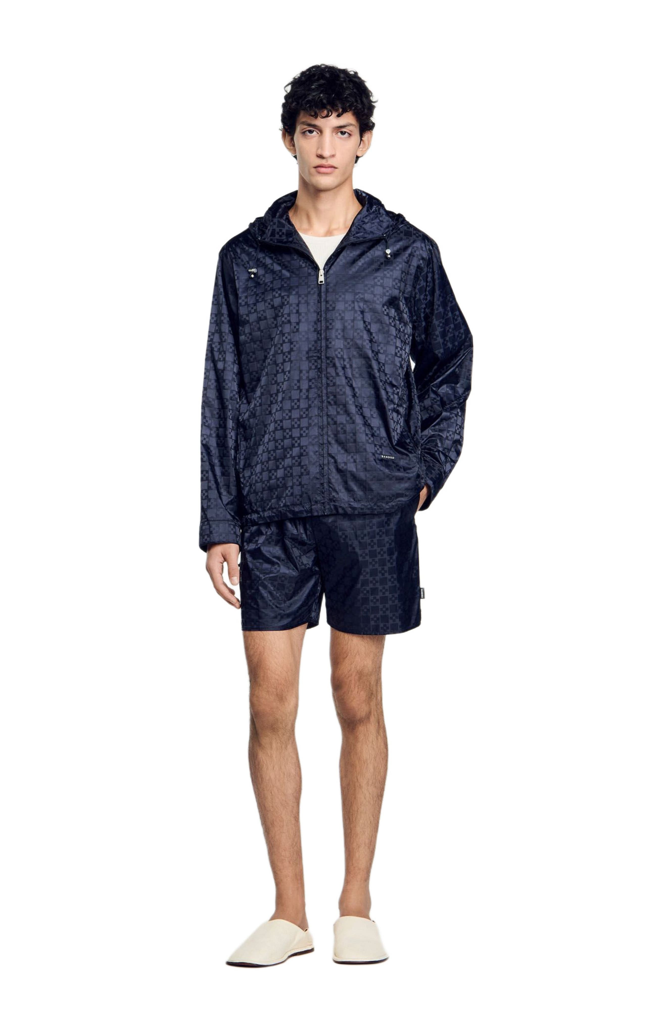 SANDRO Square Cross nylon jacket in Midnight Blue at Nordstrom - 6