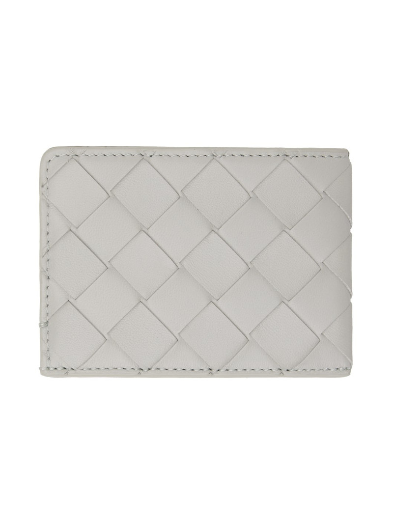 Bottega Veneta Gray Intrecciato Card Holder outlook