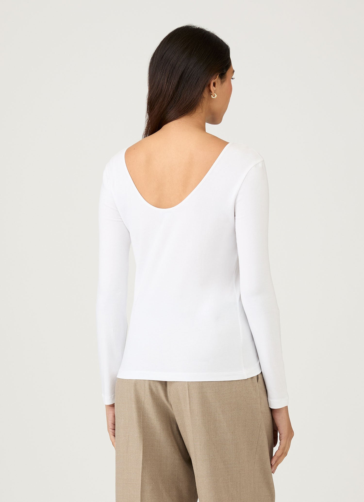 Stretch Cotton Scoop Back Top - 3