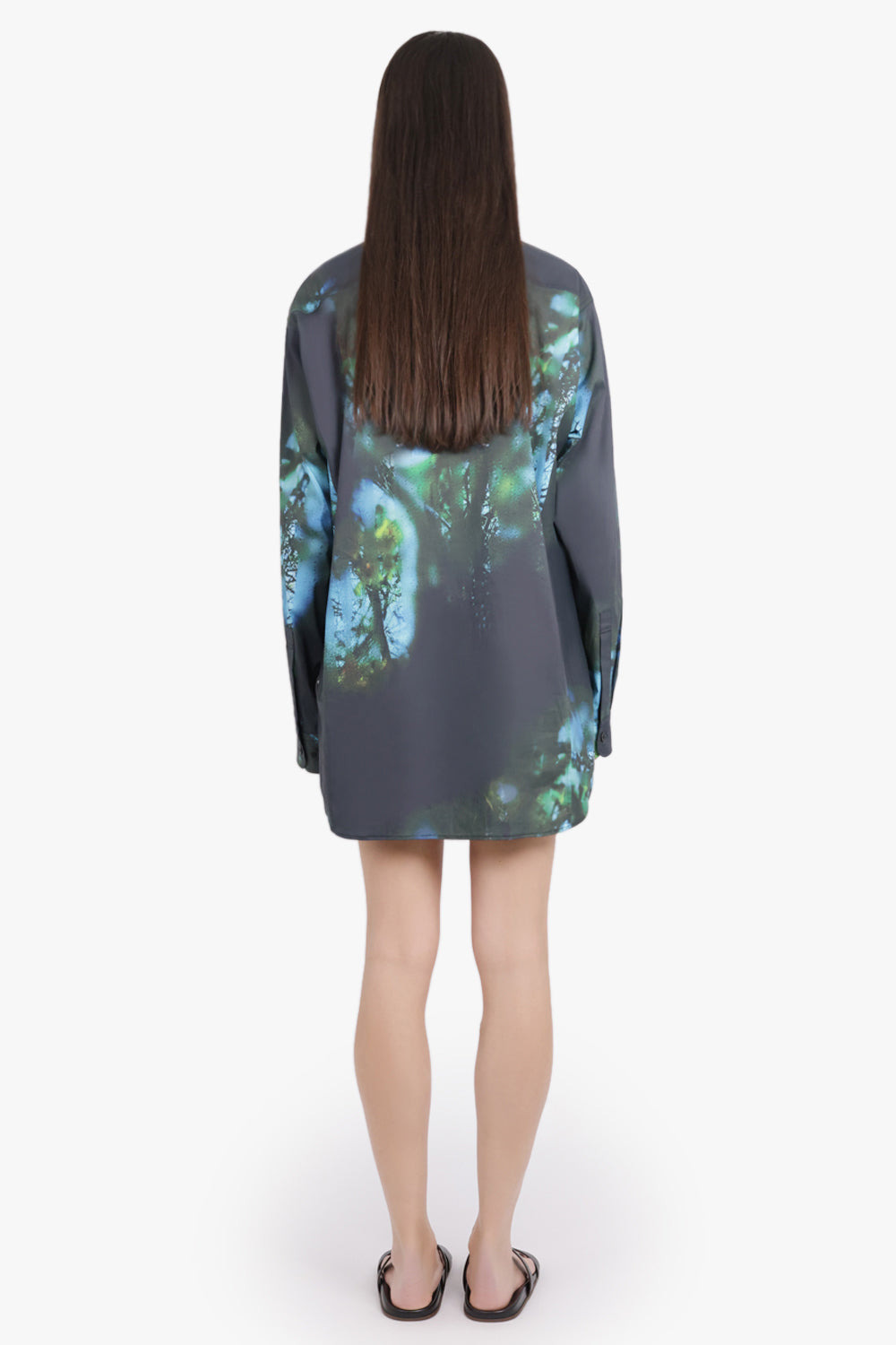 BLURRED PHOTO PRINT L/S SHIRT | BLACK/BLUE/GREEN - 4