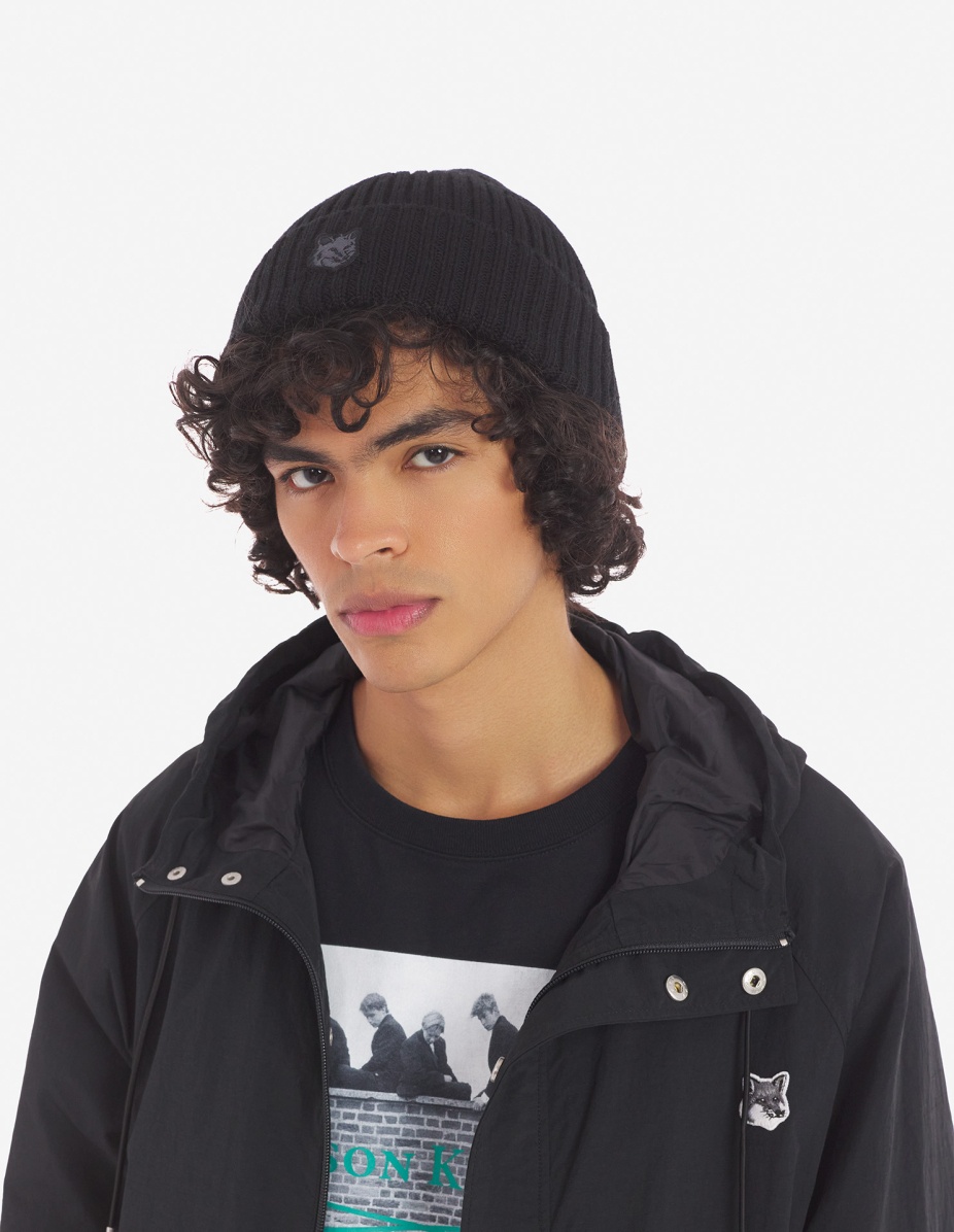 BOLD FOX HEAD PATCH RIBBED BEANIE - 2