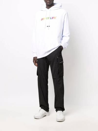 MSGM embroidered slogan cotton hoodie outlook