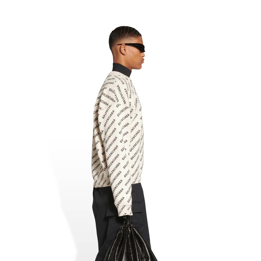 Men's Mini Allover Logo Sweater  in Off White - 3