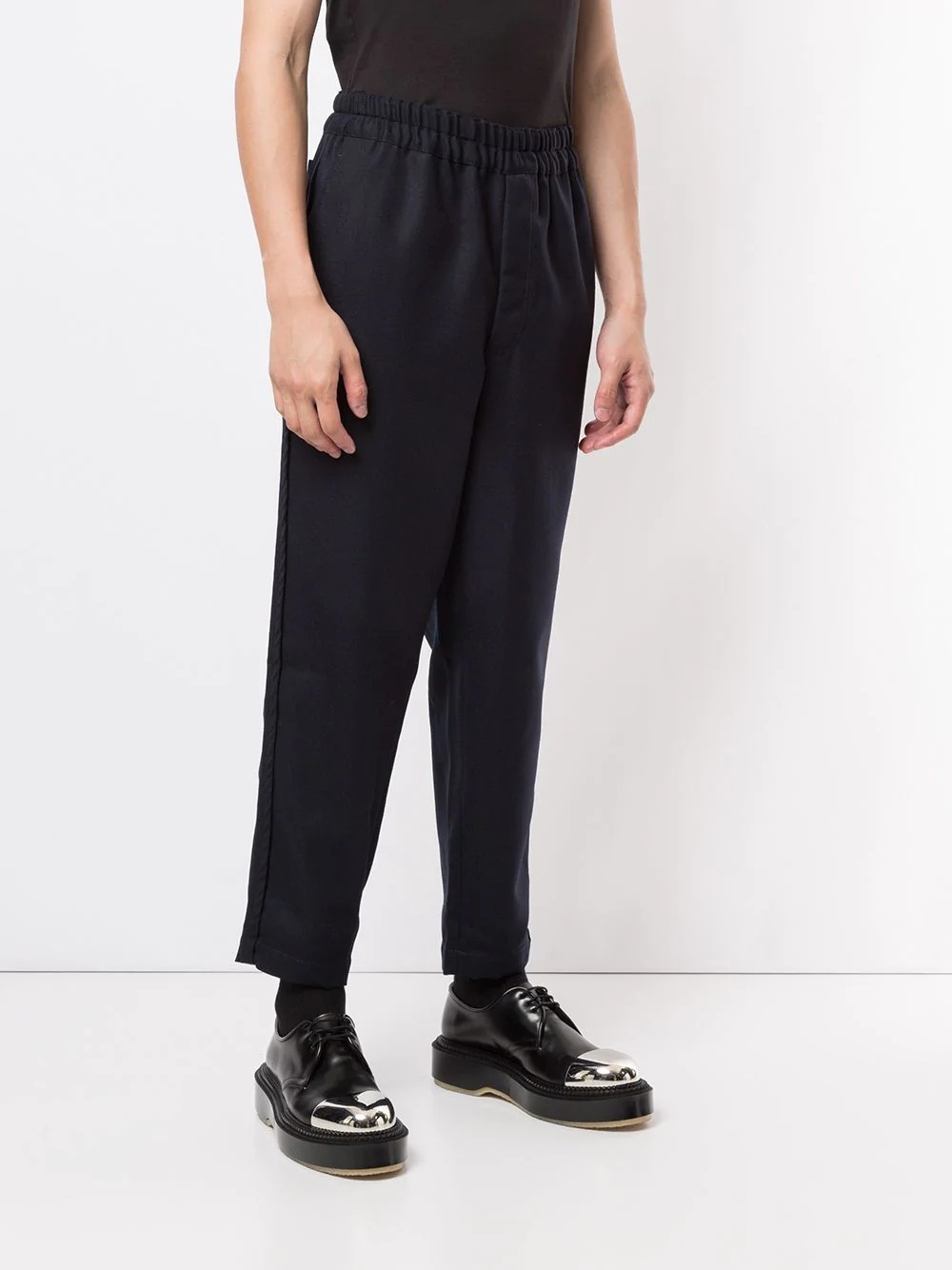 elastic-waist tapered trousers - 3