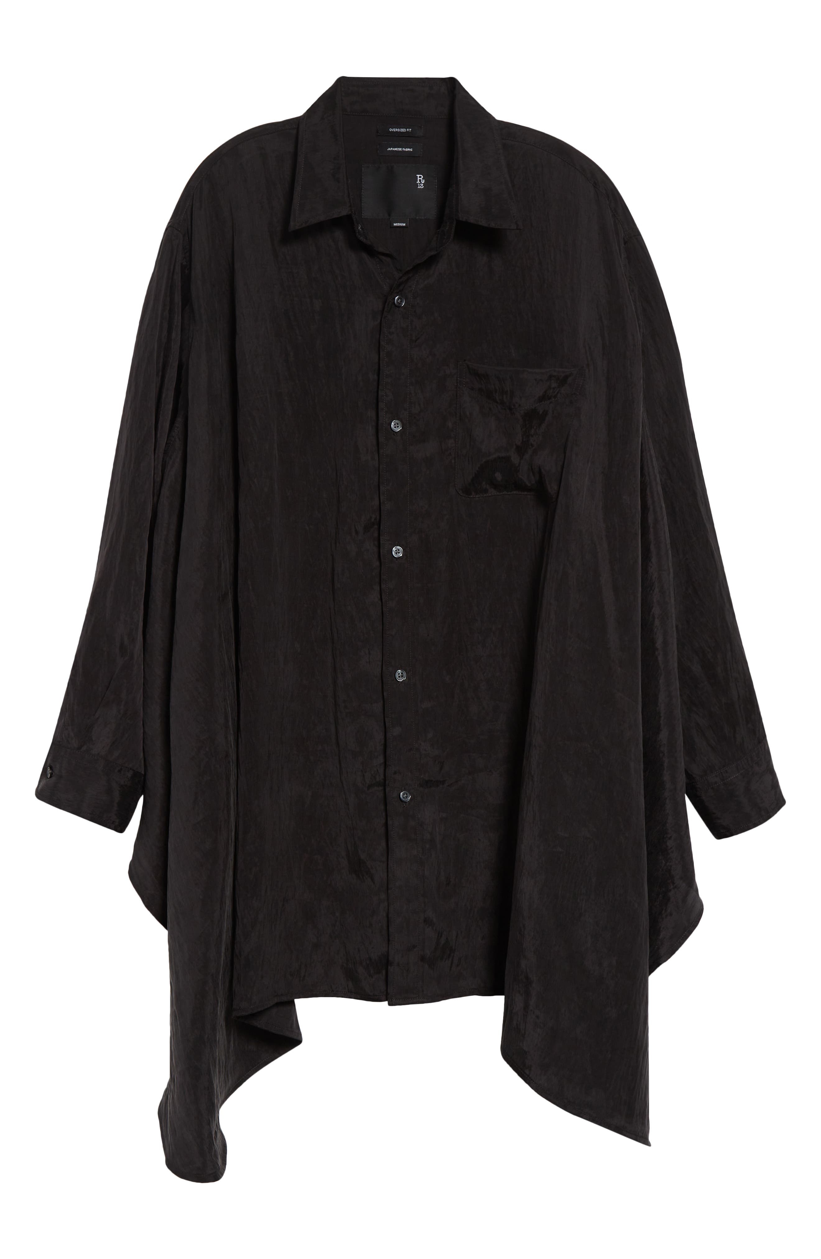 R13 Draped Front Button-Up Shirt in Black at Nordstrom - 6