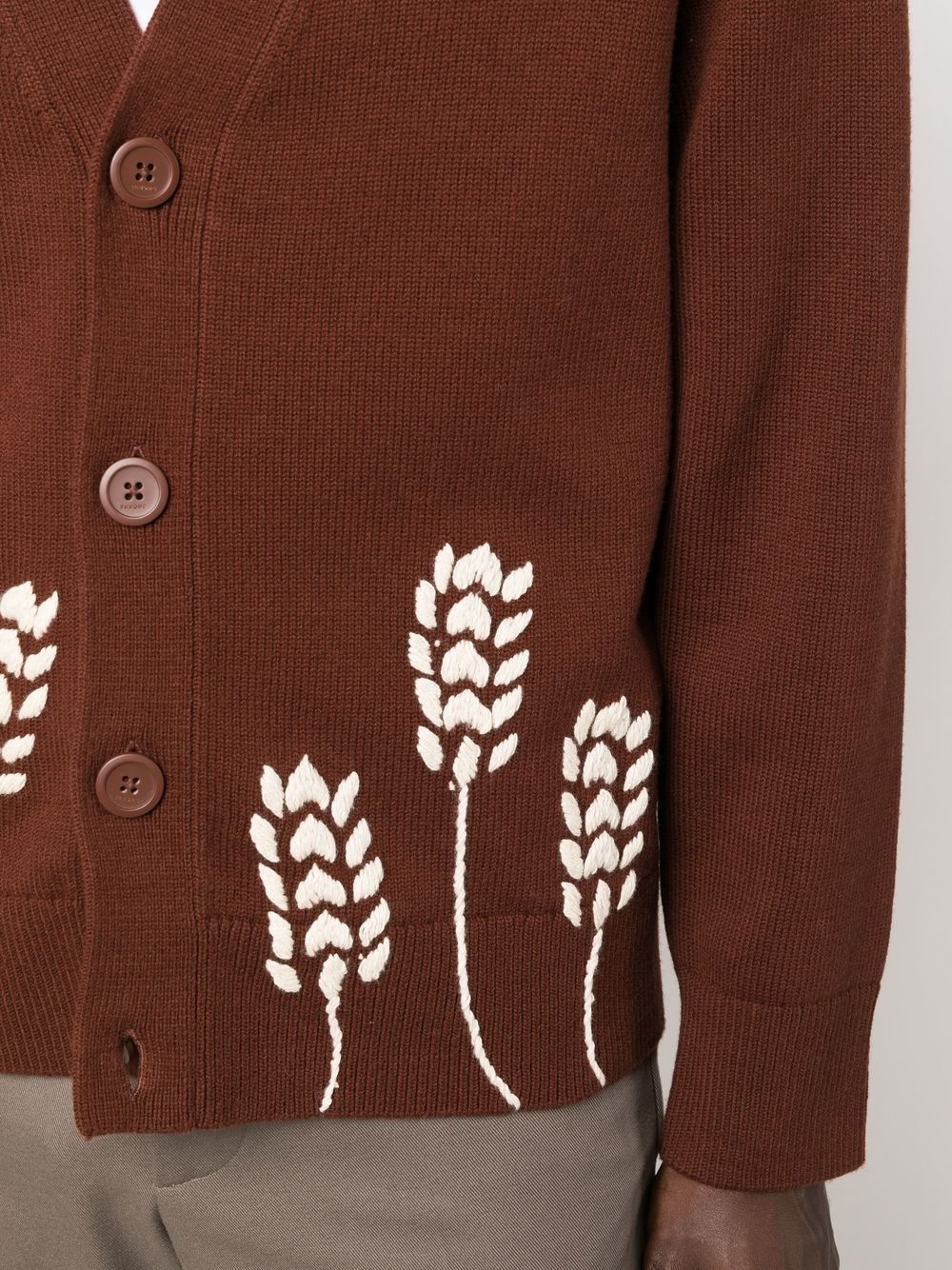 embroidered V-neck cardigan - 5