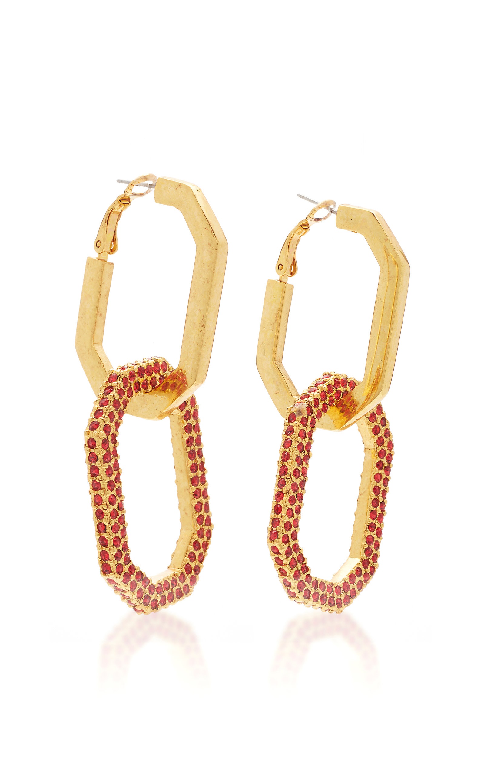 Gold-Tone And Pavé Crystal Earrings red - 3