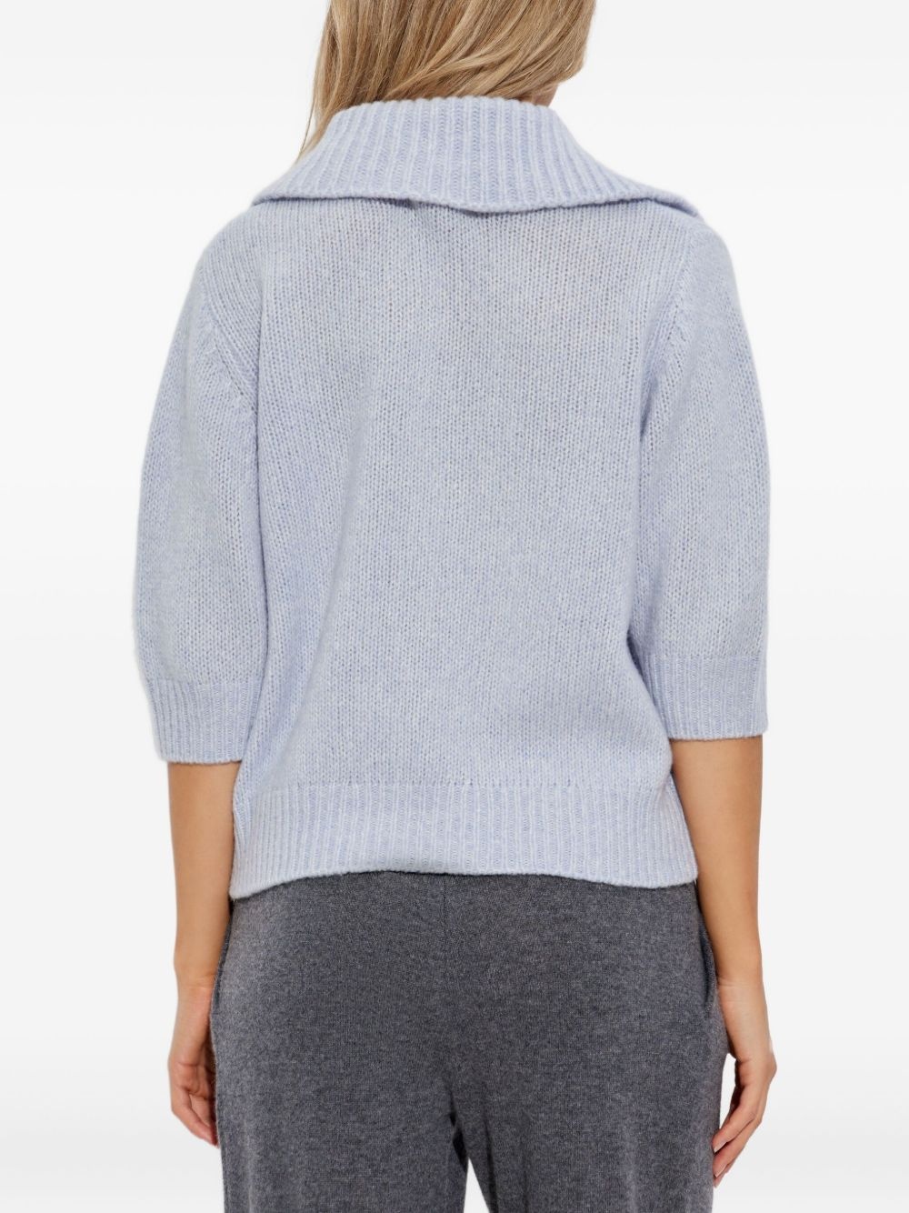 polo-neck half-sleeve sweater - 4
