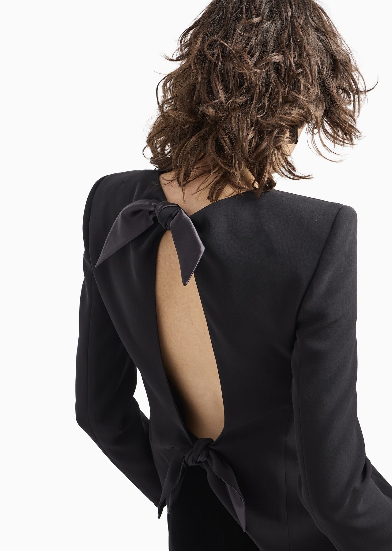 Silk cady zip-up jacket with bows - 6