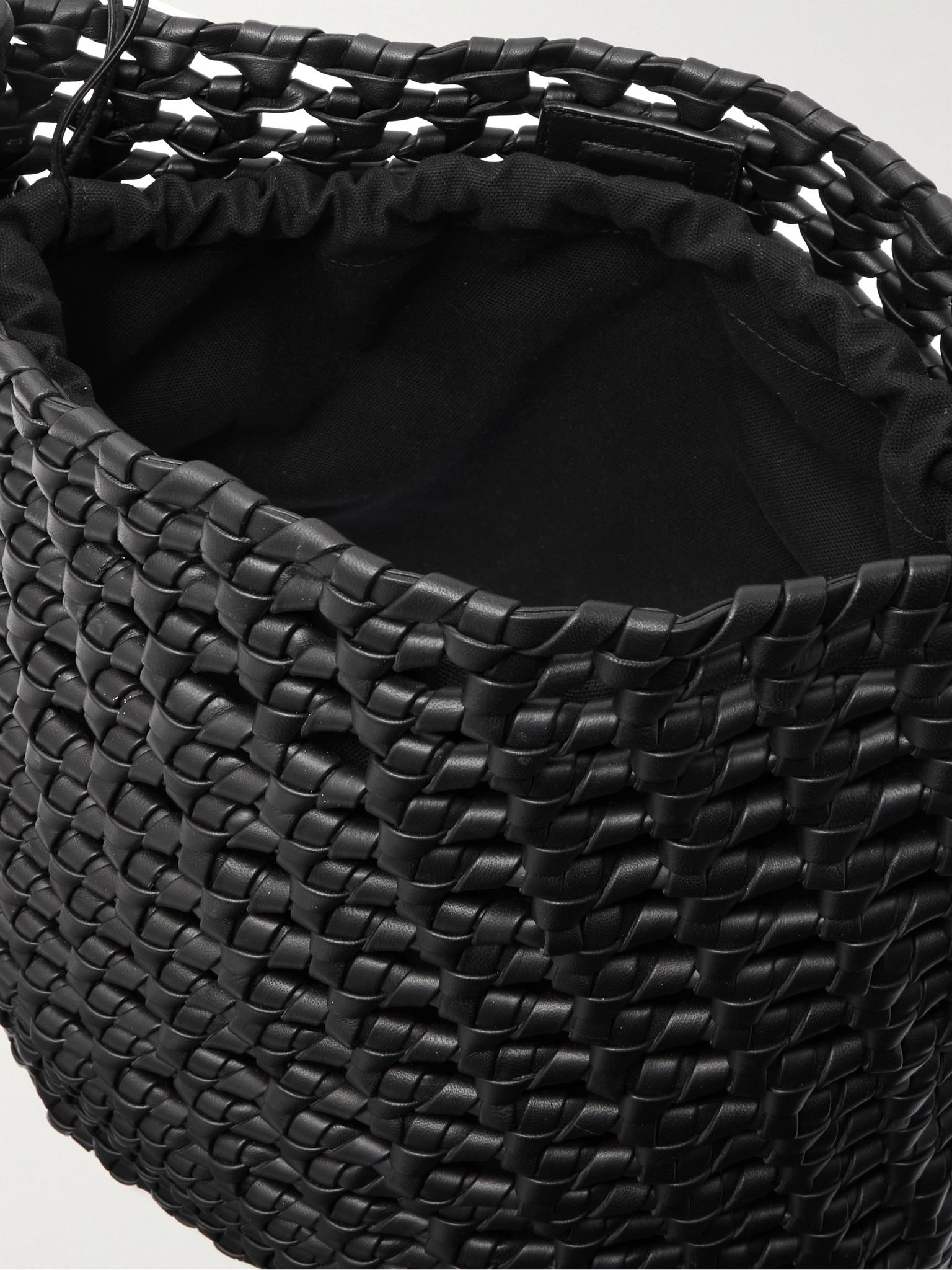 Sardine Embellished Intrecciato Woven Leather Tote Bag Black - 5