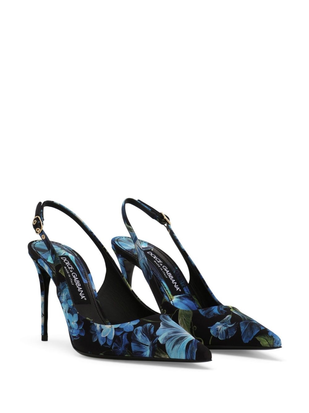 floral-print charmeuse slingback pumps - 2