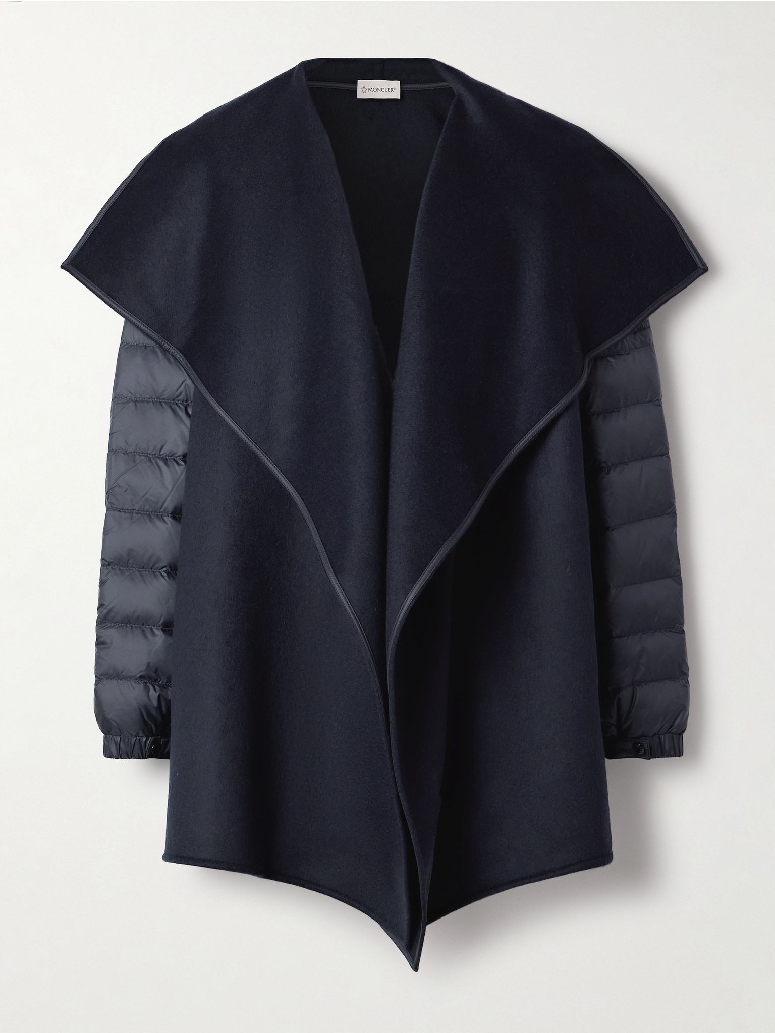 Wool-blend felt and quilted shell down jacket Navy - 1