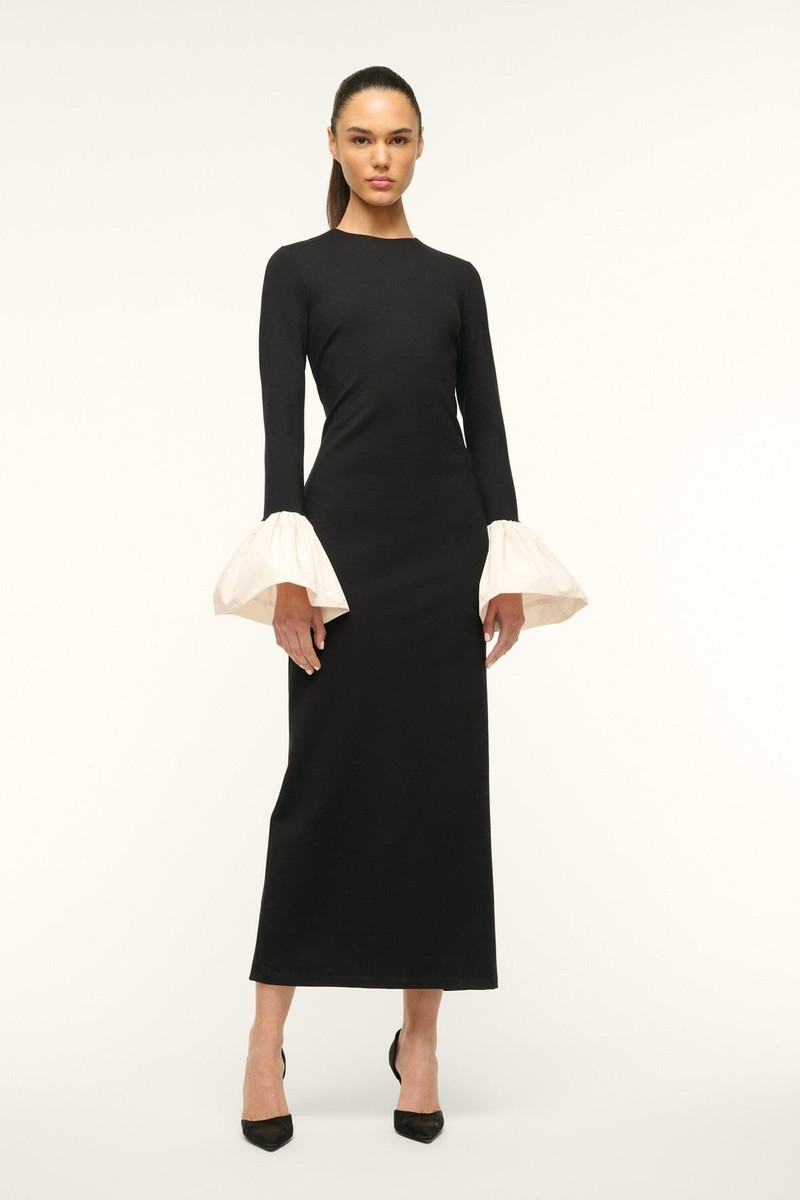 STAUD STAUD HAWTHORNE MAXI DRESS BLACK IVORY outlook