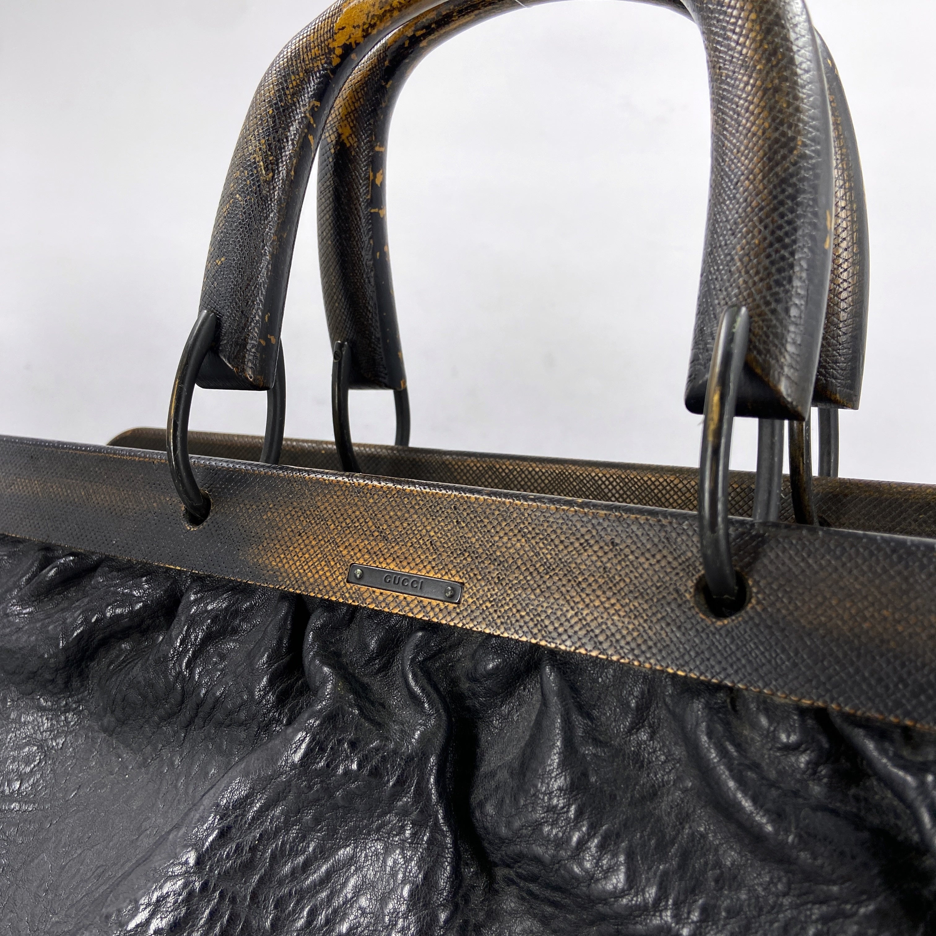 Gucci Fall 2002 Tom Ford Black Pebbled Buffalo Leather Doctors Bag - 10