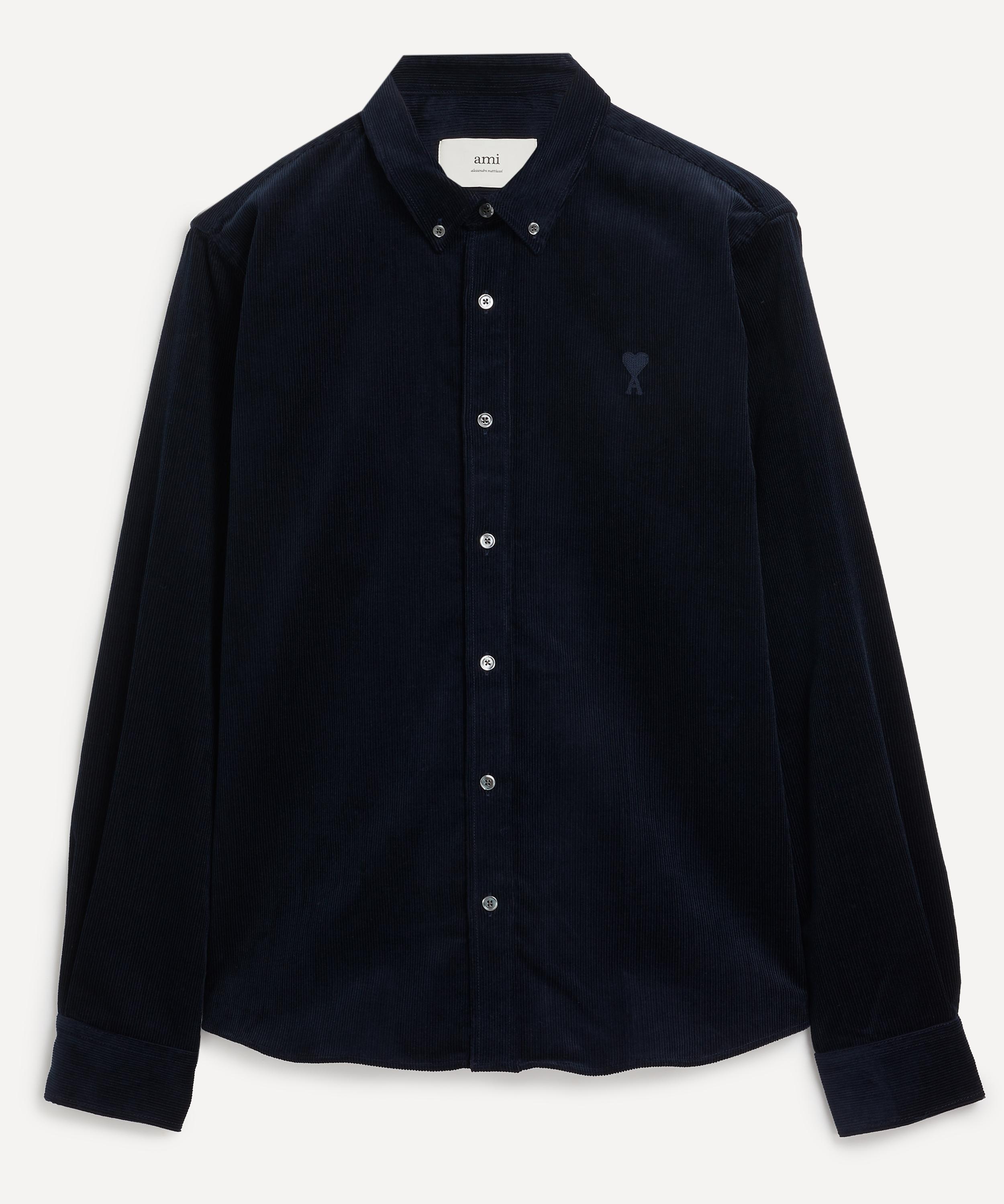 Navy Classic Fit Cotton Corduroy Shirt - 1