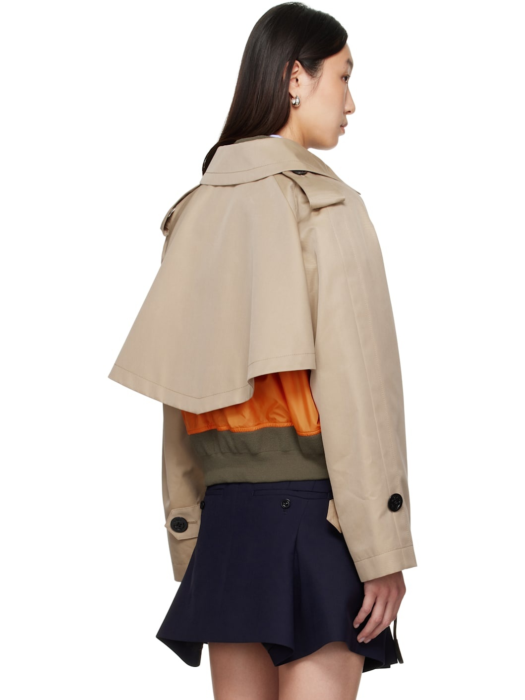 Beige Cotton Gabardine x Nylon Twill Jacket - 3