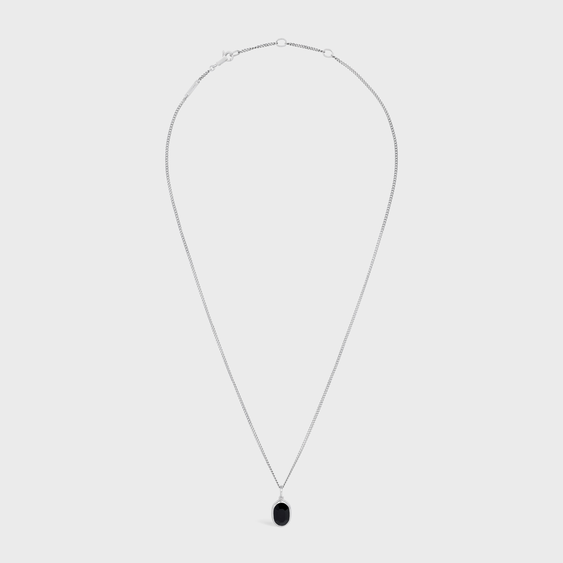 Celine Bevelled Necklace in Onyx and Sterling Silver with Rhodium finish - 1