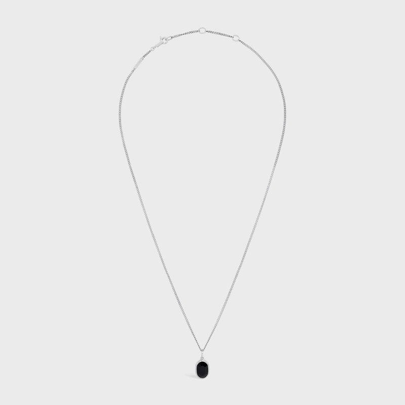 Celine Bevelled Necklace in Onyx and Sterling Silver with Rhodium finish 1