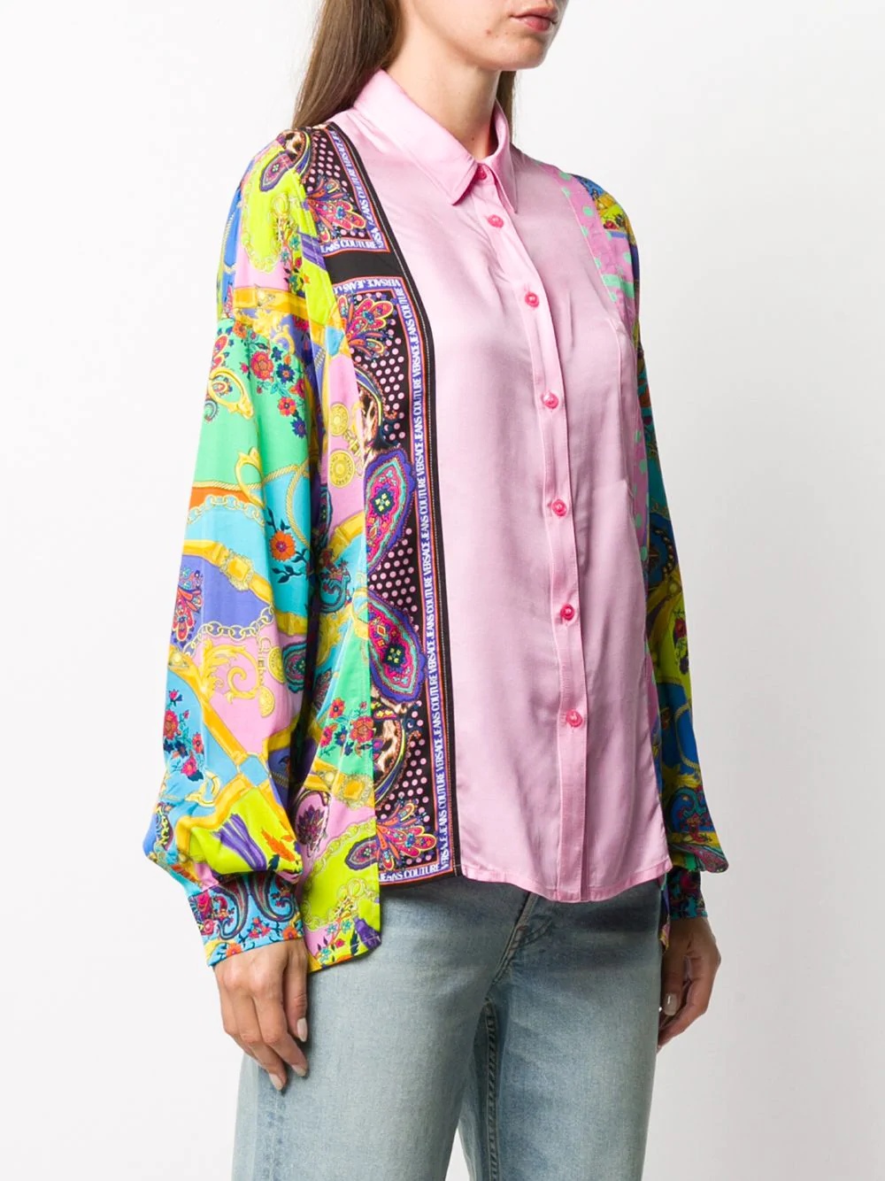 mix-print satin shirt  - 3