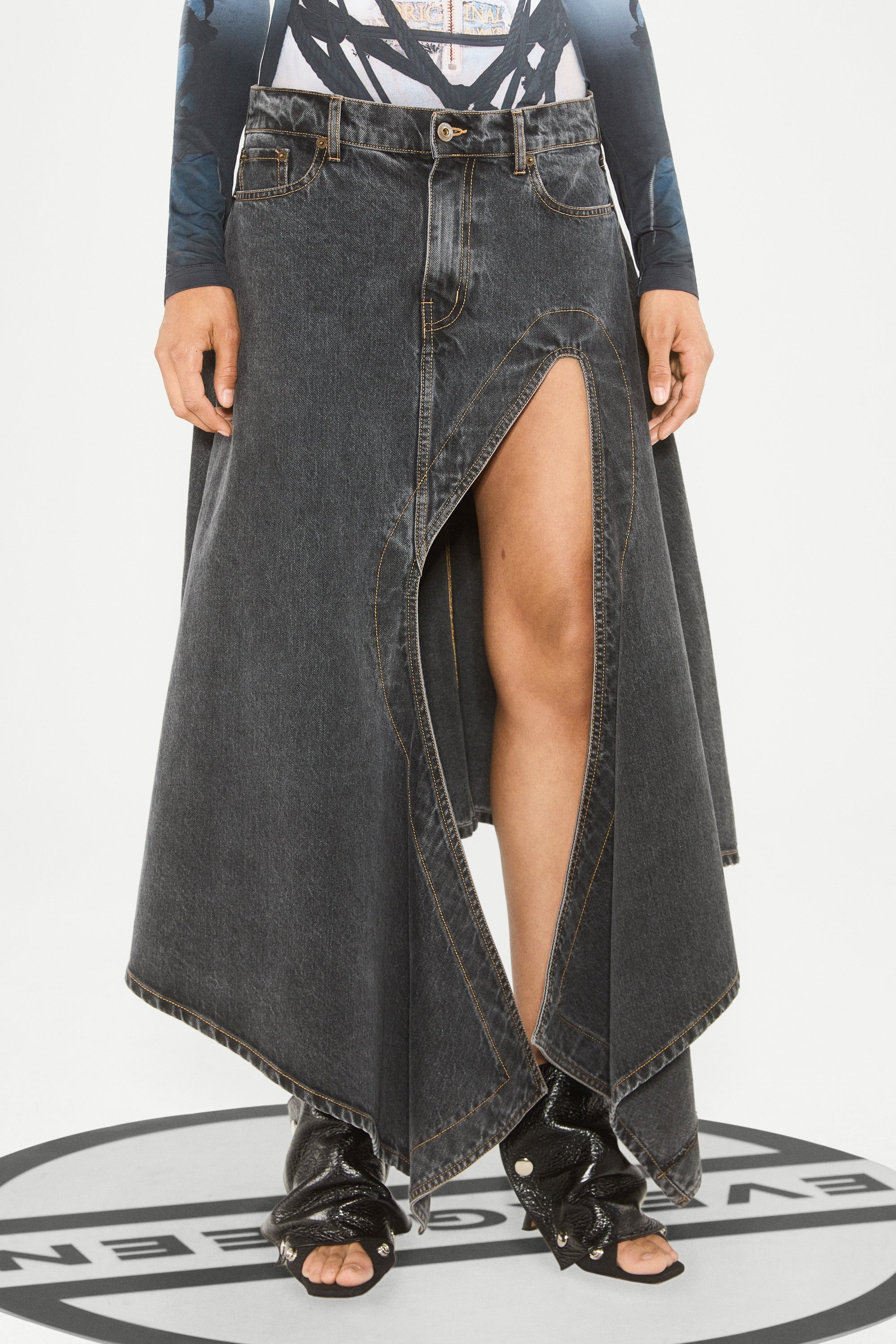 Evergreen Cut Out Denim Skirt - 5