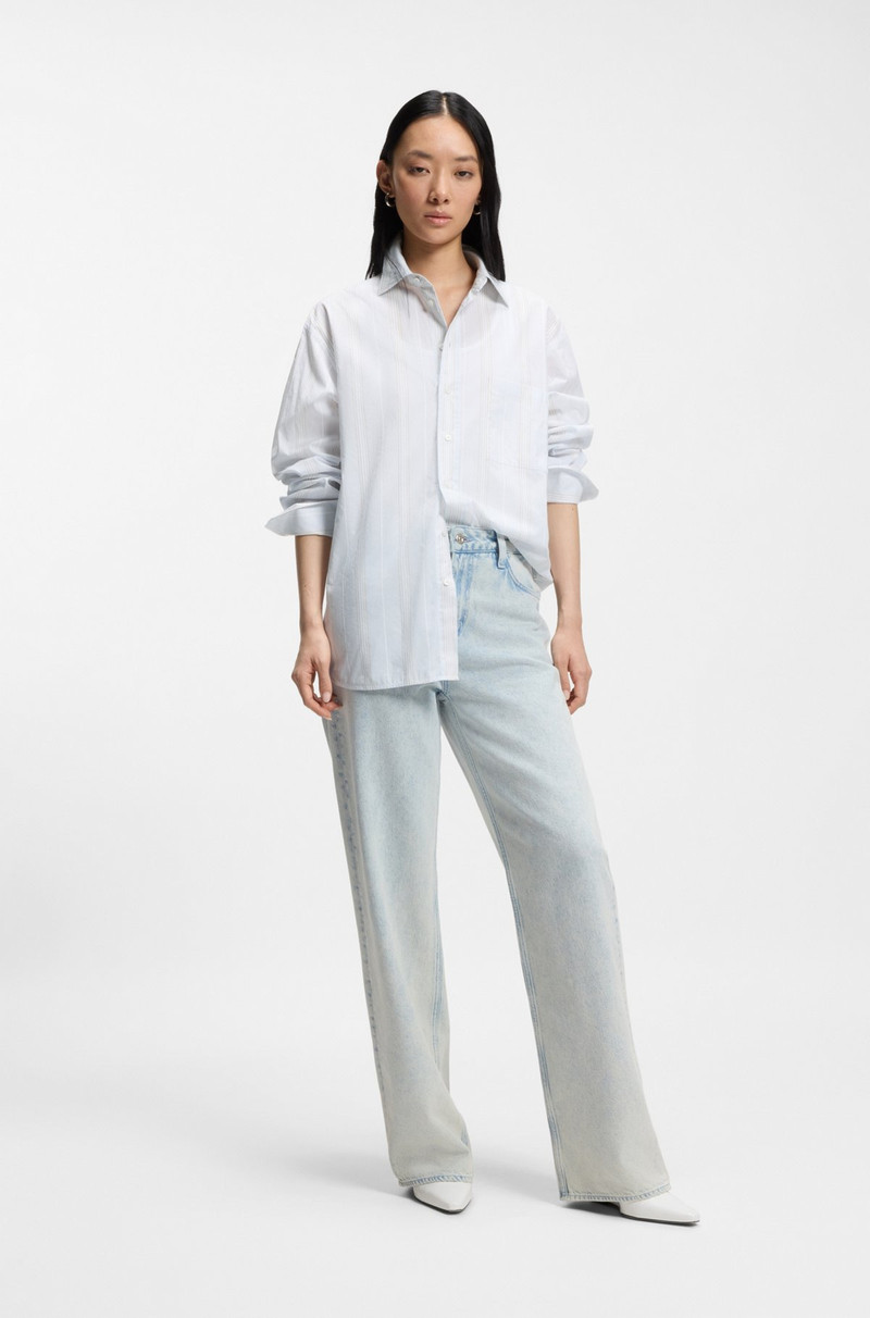 BOSS STRIPED RELAXED-FIT BLOUSE IN COTTON CANVAS outlook