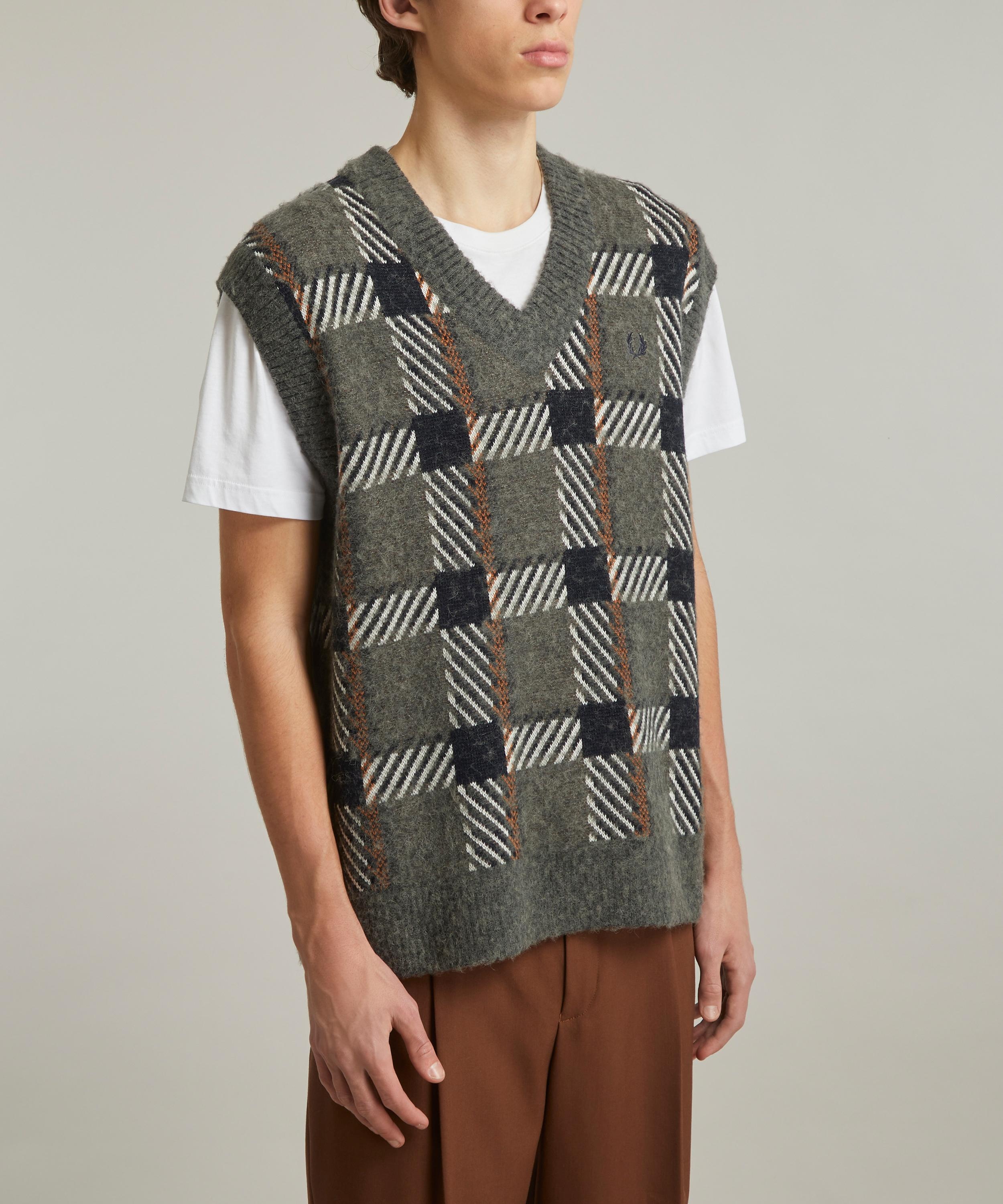 Fred Perry Glitch Tartan Knitted Tank Top | REVERSIBLE