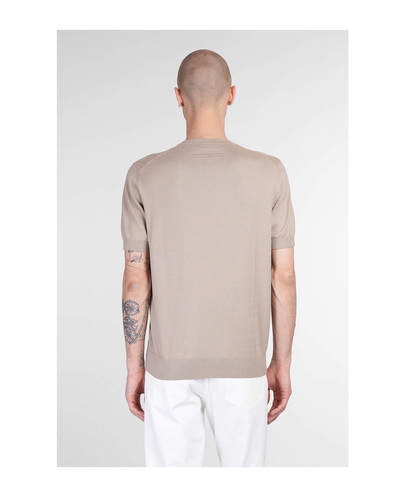T-shirt In Taupe Cotton - 3