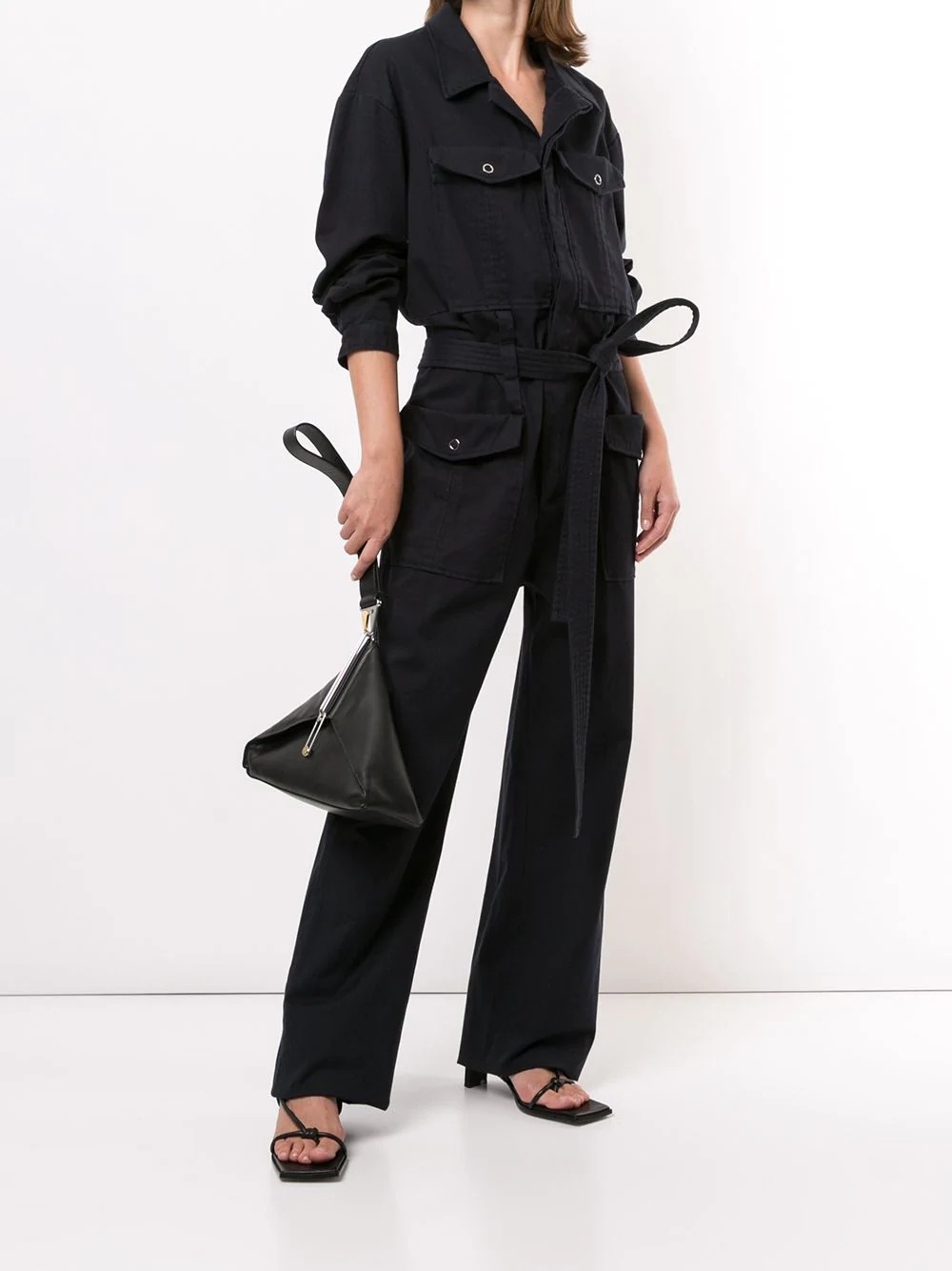 double belt straight-leg jumpsuit - 2