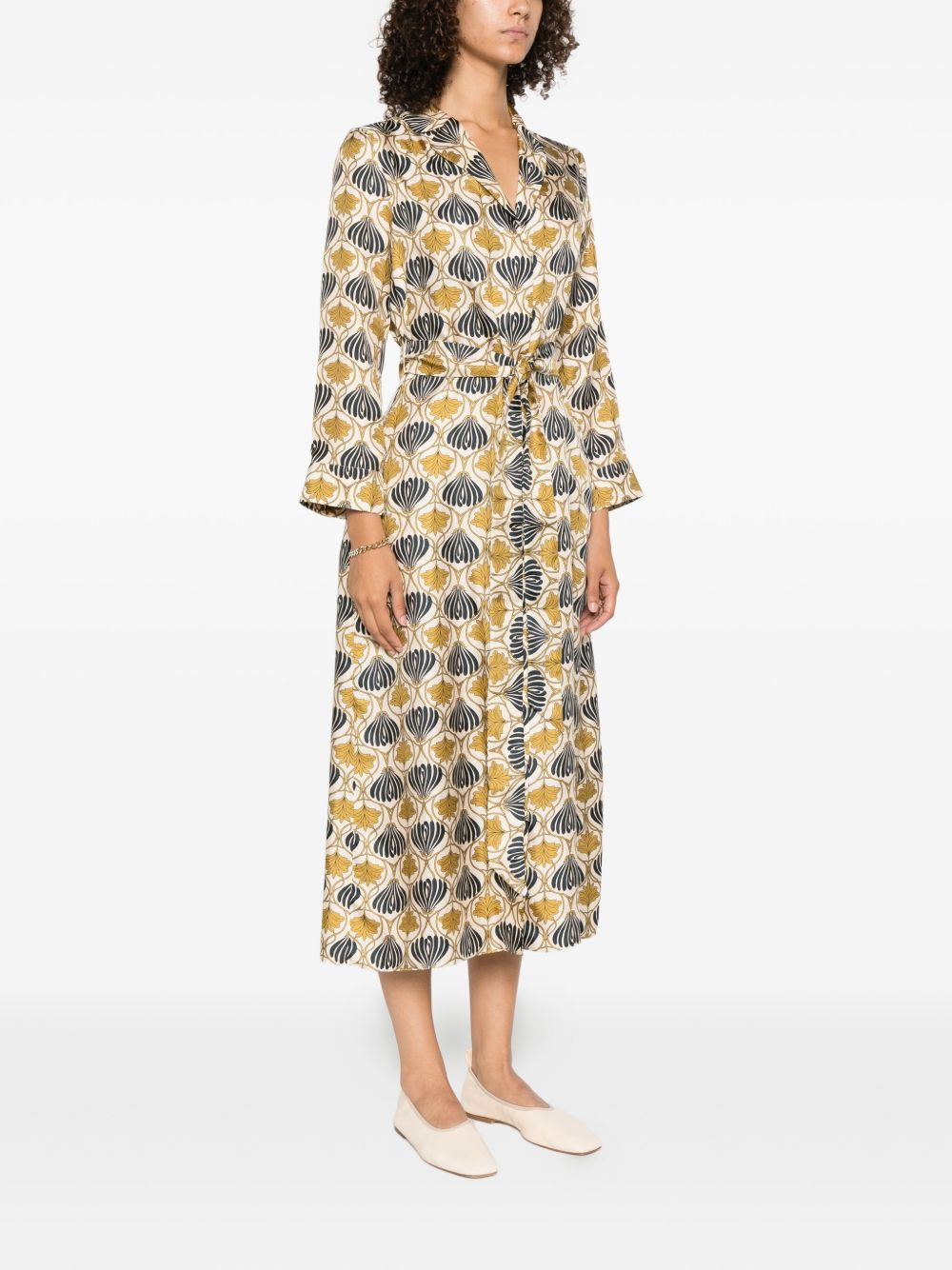 belted silk dress - 3