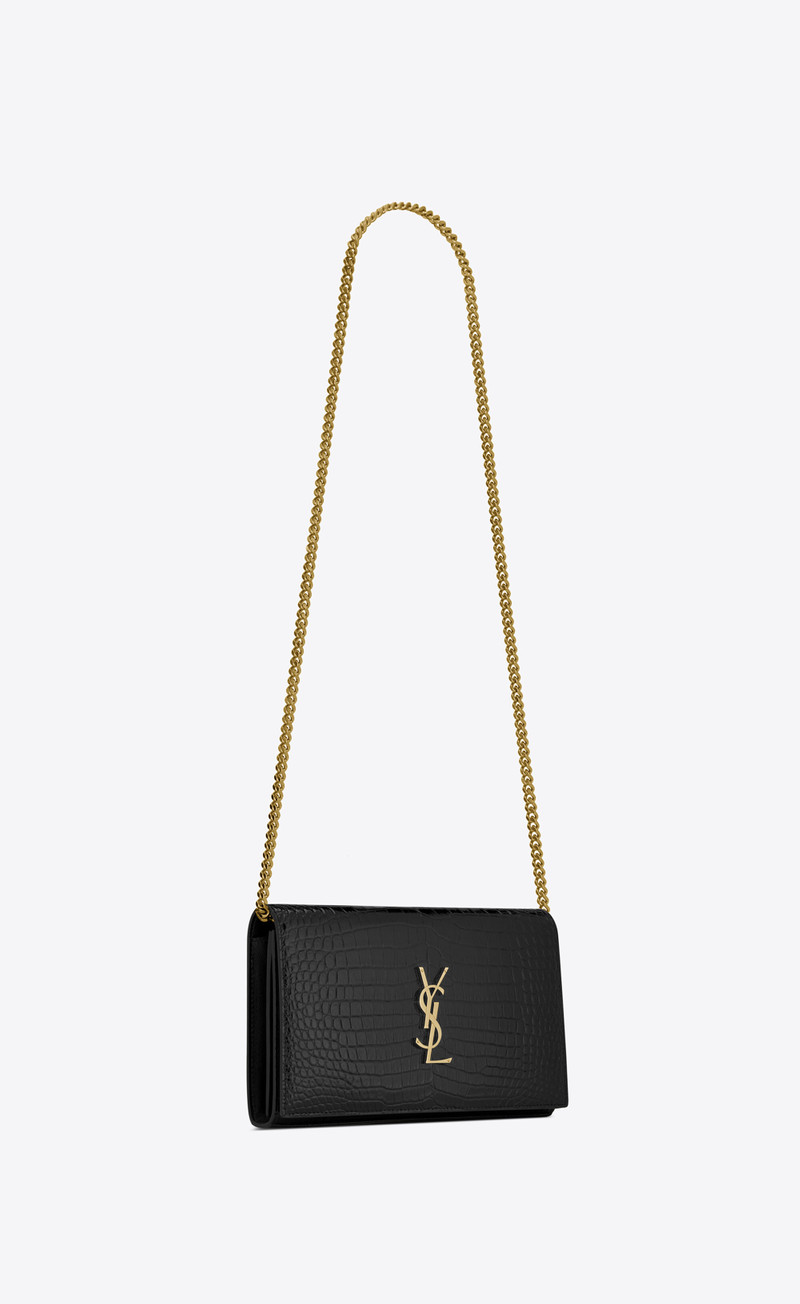 CASSANDRE CHAIN WALLET IN CROCODILE-EMBOSSED SHINY LEATHER 7