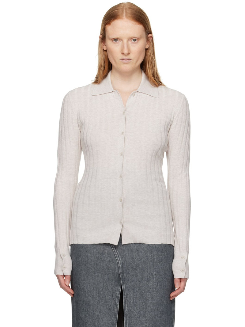 Off-White Spread Collar Cardigan - 1