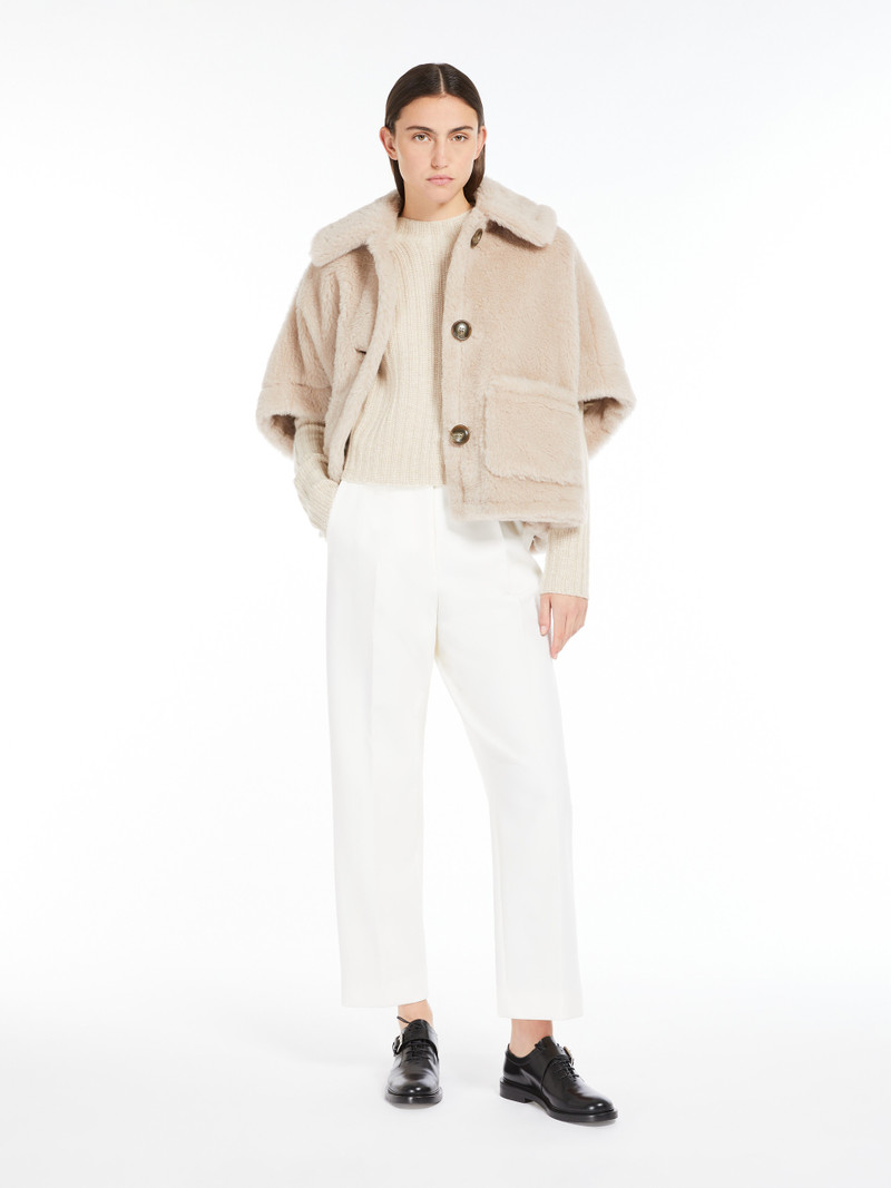 Max Mara NEWTERZO1 Alpaca and wool Teddy fabric boxy cape outlook
