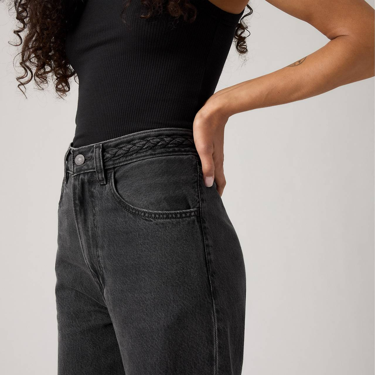 RIBCAGE WIDE LEG BRAIDED WOMEN'S JEANS - 4