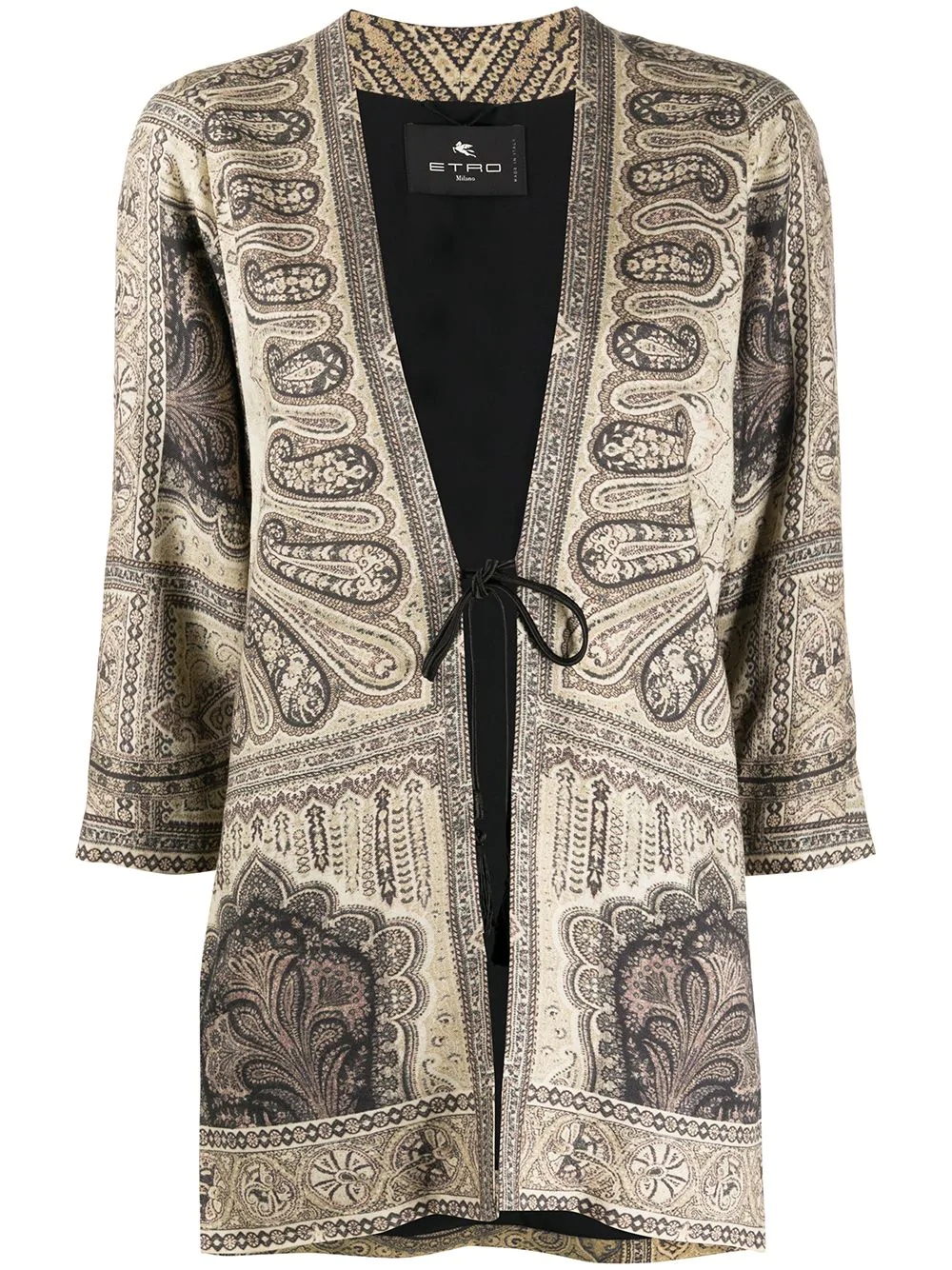 paisley-print drawstring coat - 1