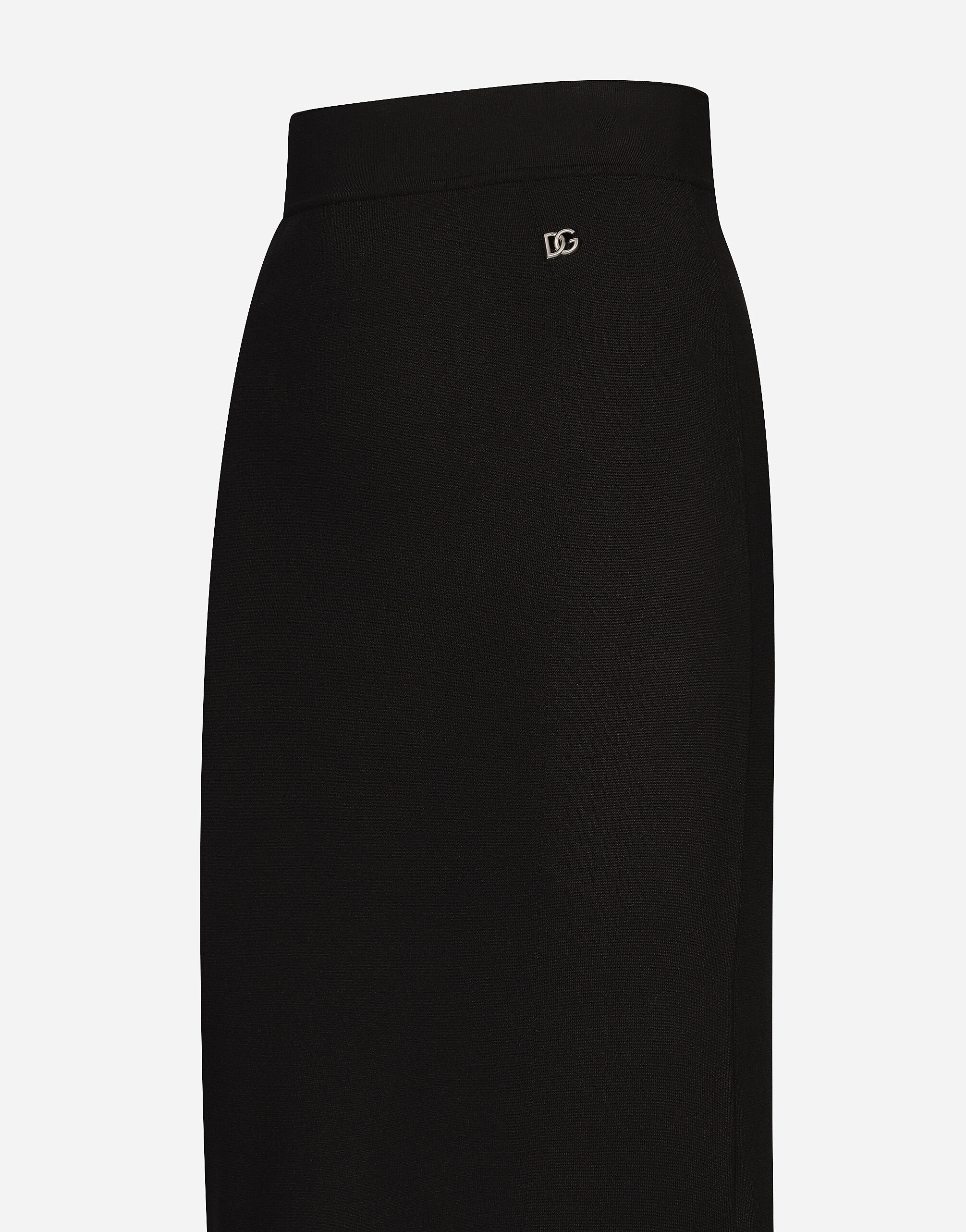 Stretch viscose knit pencil skirt with DG logo - 7