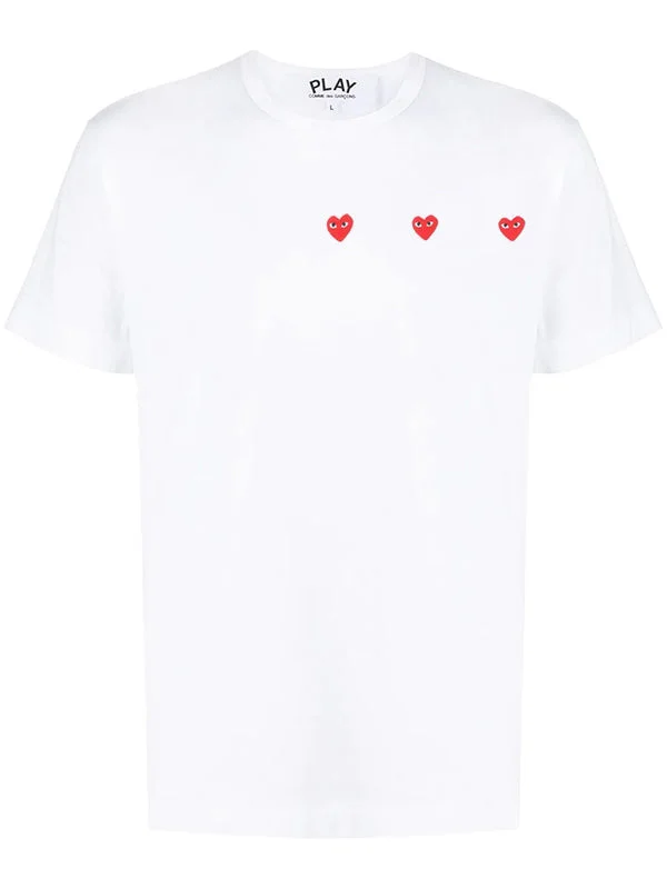 UNISEX 3 HEART SHORT SLEEVE T-SHIRT - WHITE - 1