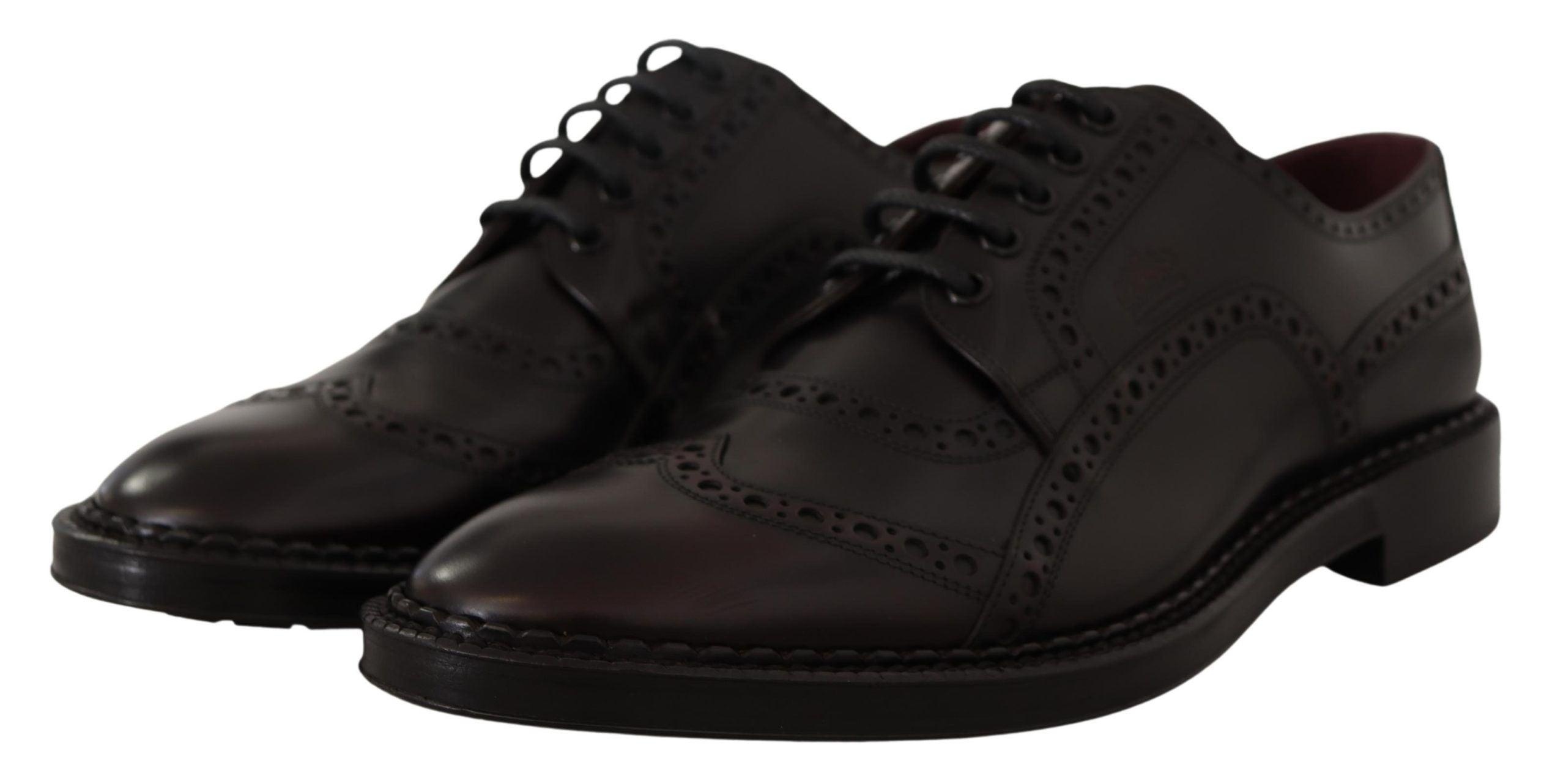 Dolce & Gabbana Purple Leather Oxford Wingtip Formal Shoes - 2