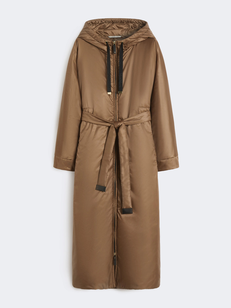 GREENPI Long water-repellent canvas padded parka - TOBACCO 1