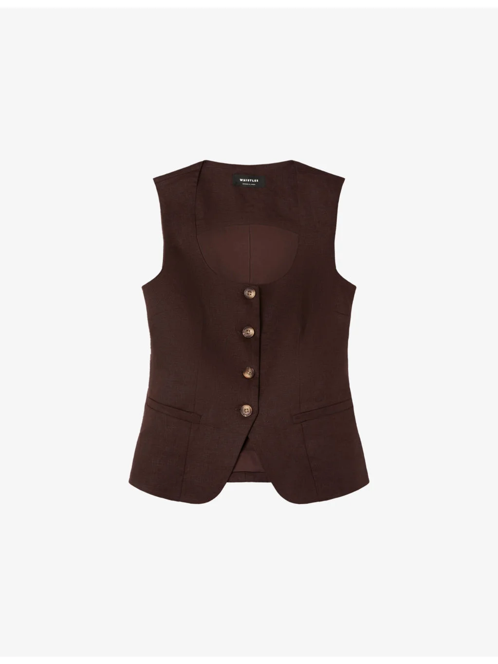 Square-Neck Button-Down Linen Waistcoat - 1