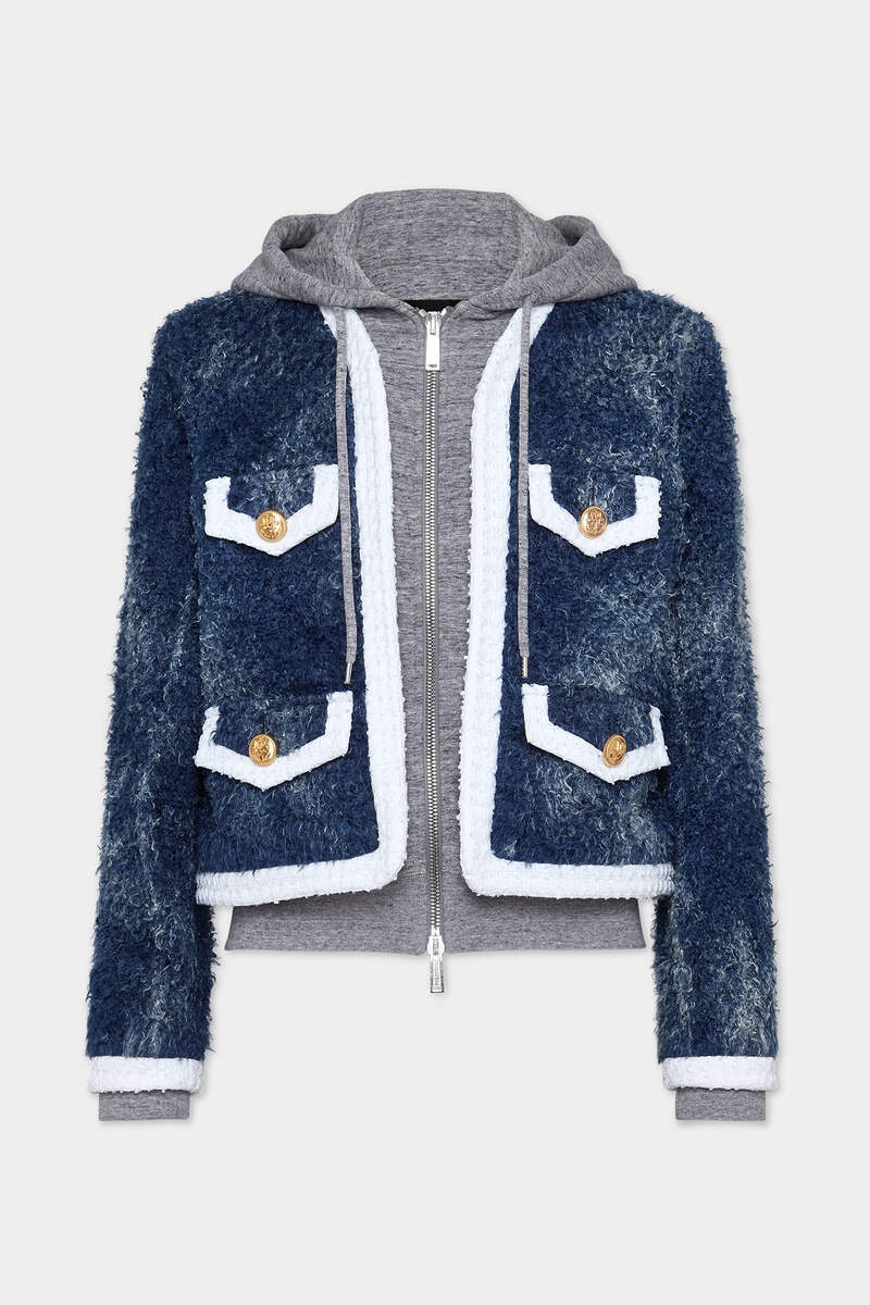 DENIM FUR HOODIE JACKET - 1