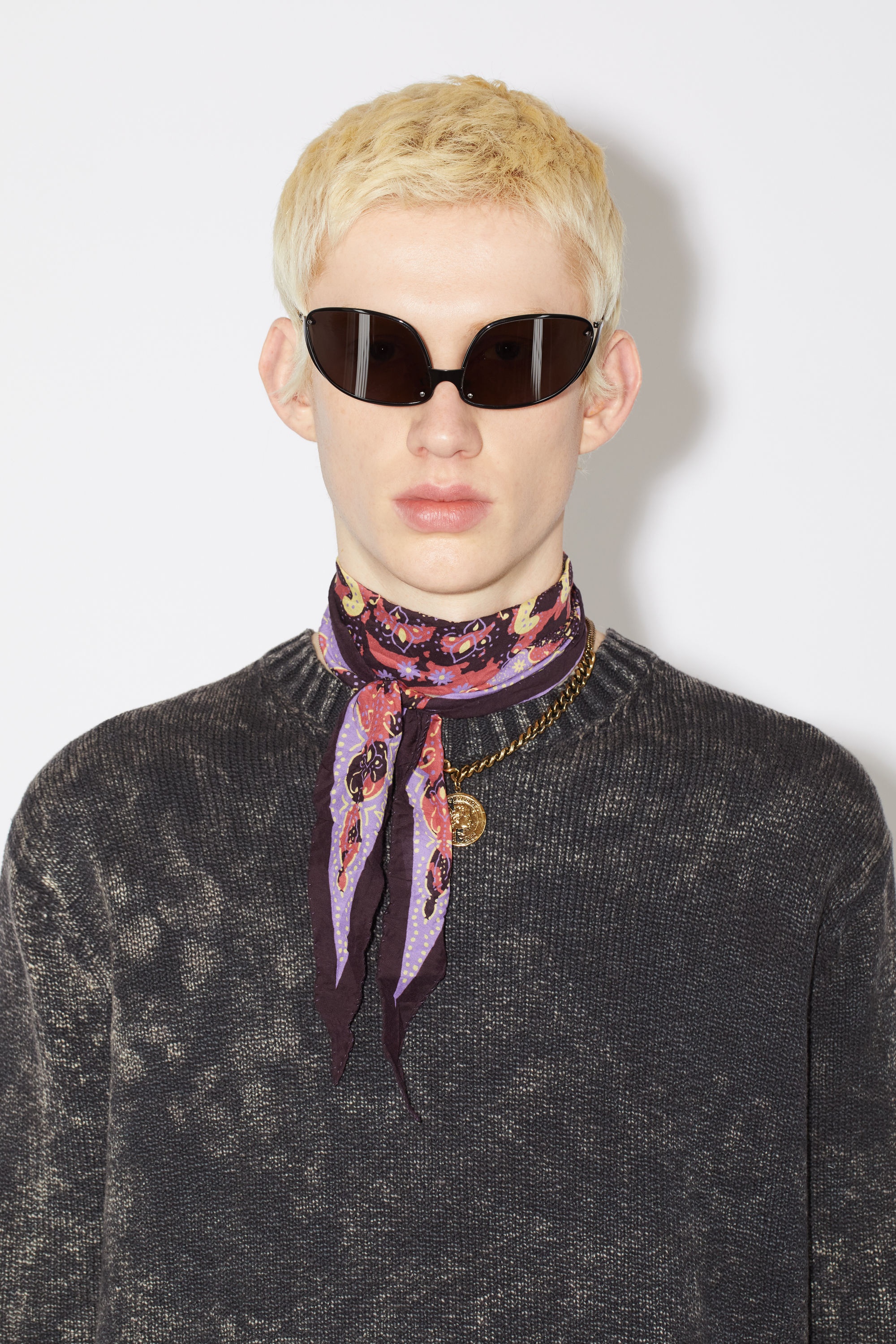 Diamond-shaped scarf - Dark purple/lilac - 3