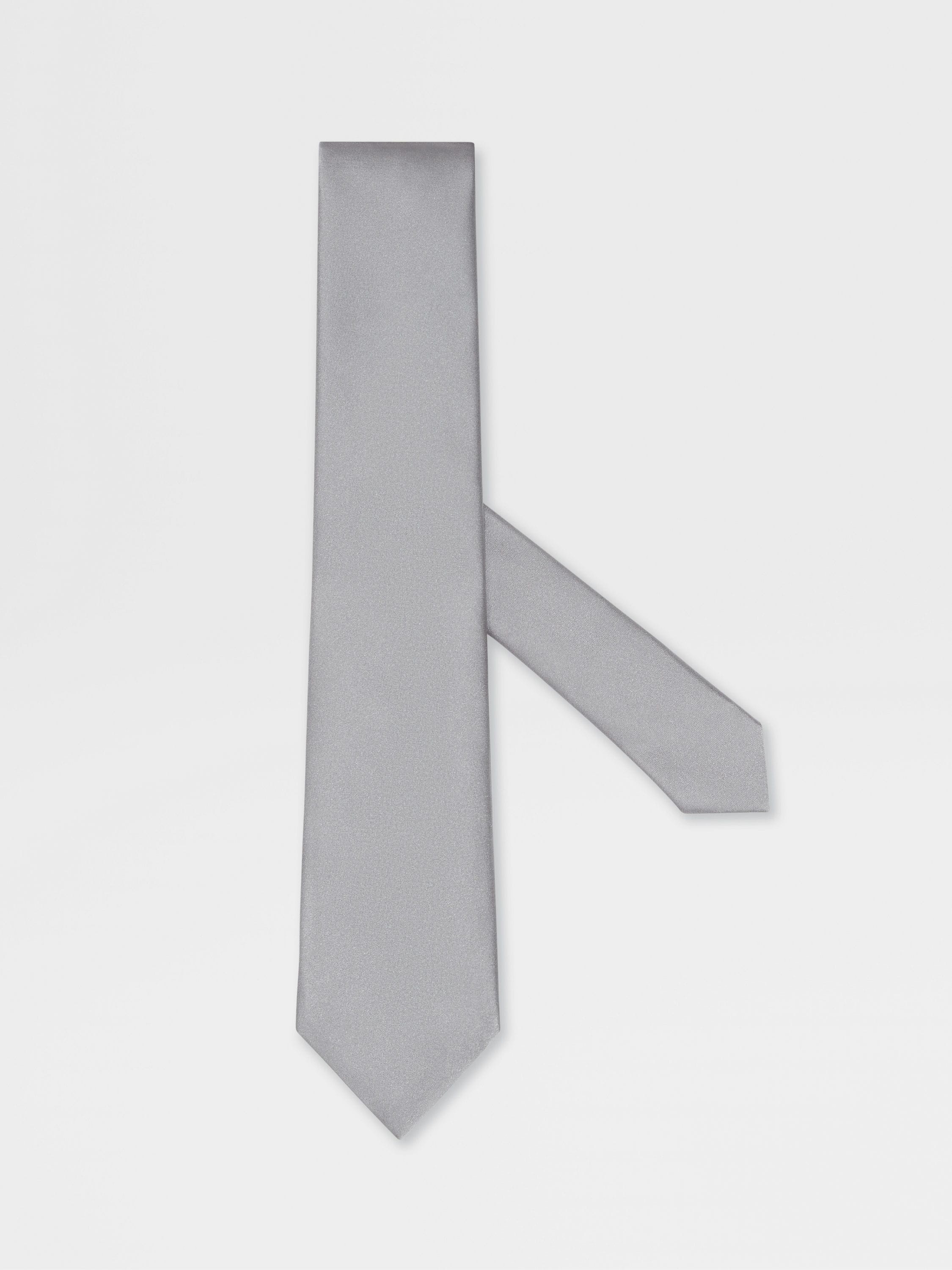 LIGHT GREY SILK TIE - 1