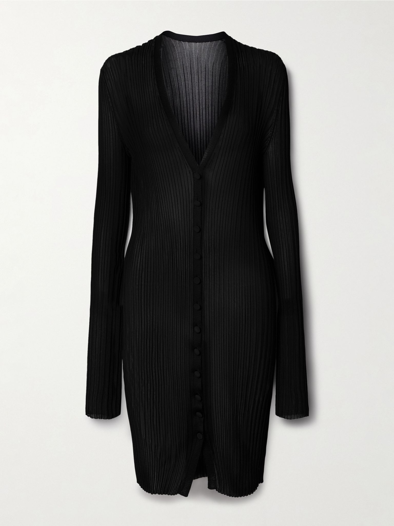 Ramon ribbed-knit cardigan Black - 1