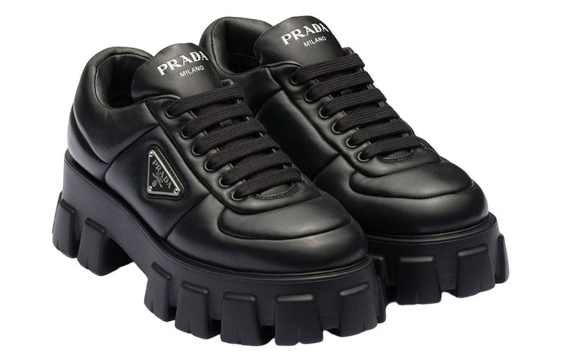 Prada (WMNS) PRADA Monolith Brushed Leather Lace-up Shoes 'Black' 1E119N_2DL8_F0002_F_055 outlook