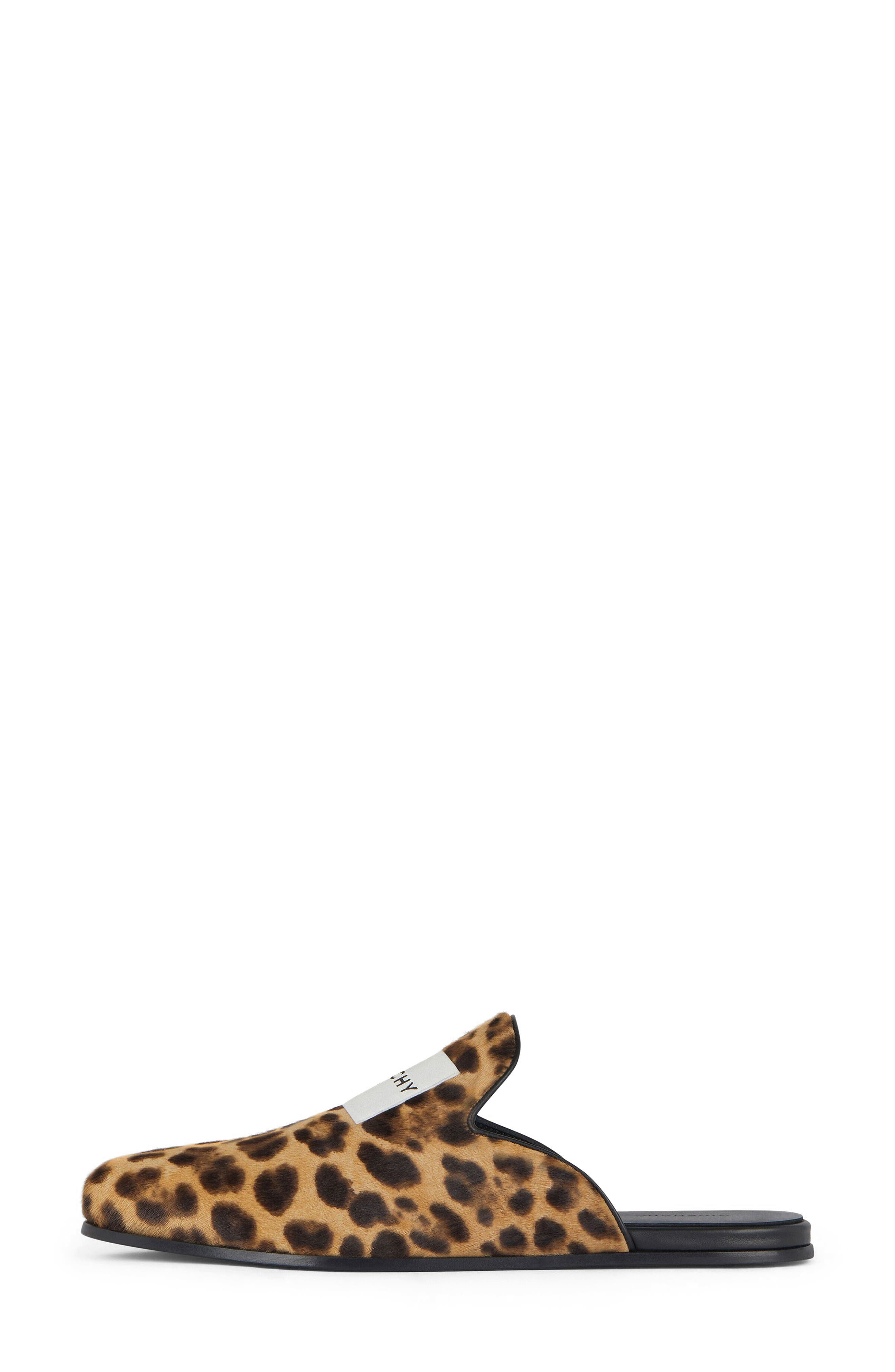 Givenchy Label Lounge Slipper Mule in Black/Beige Print Calf Hair at Nordstrom - 4