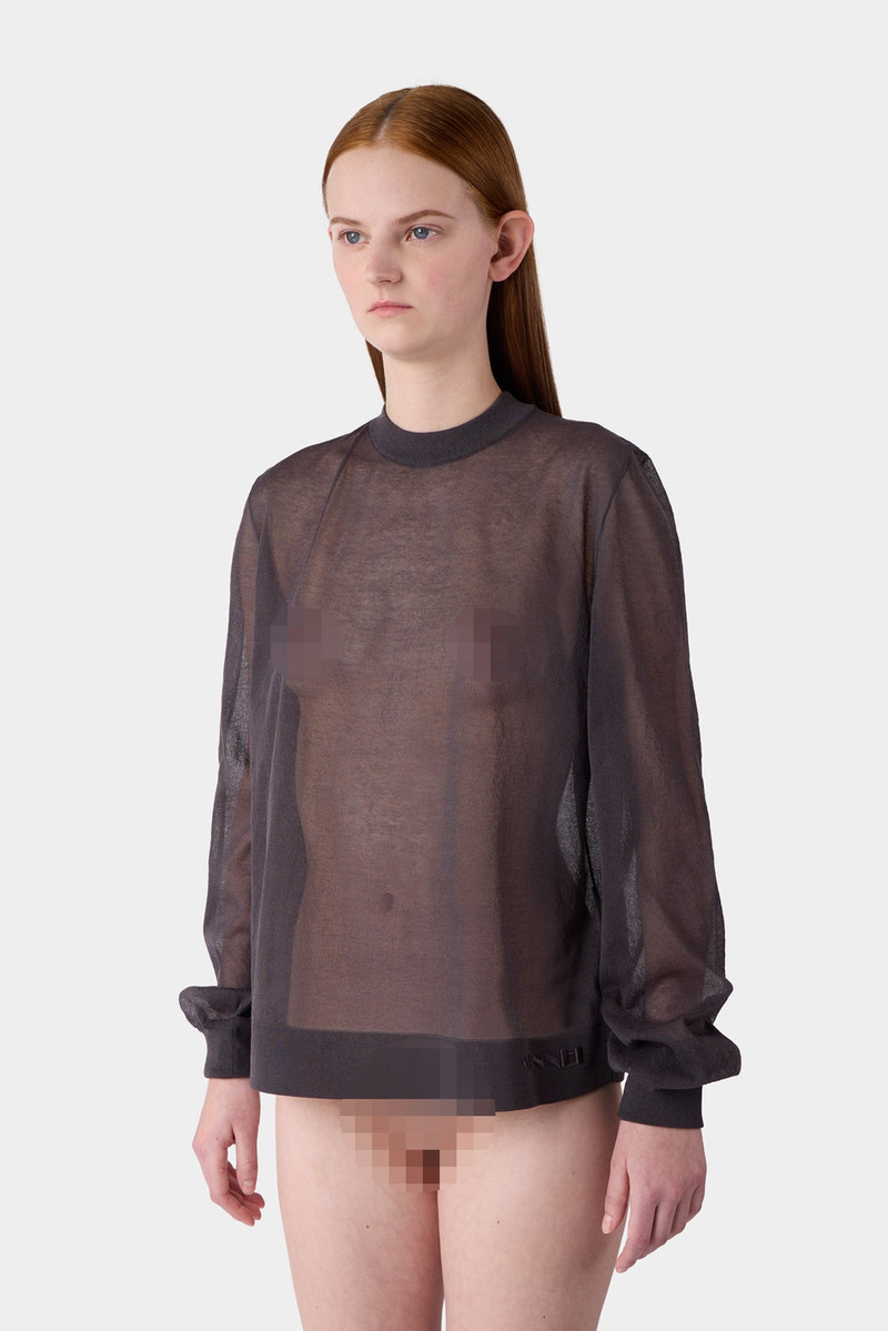 KNIT LONGSLEEVE T-SHIRT / charcoal gray 3