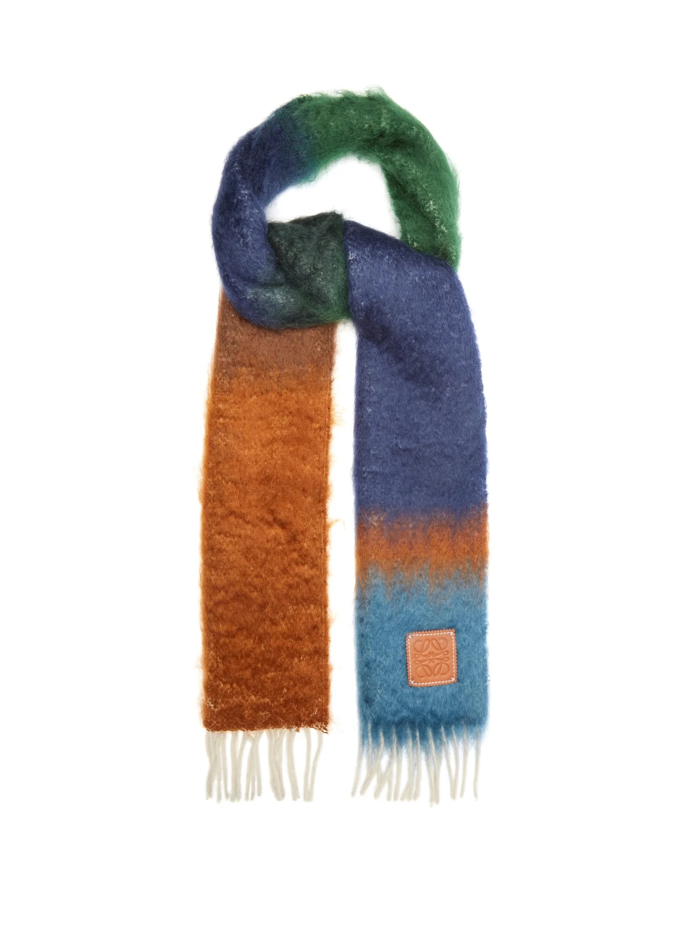 Striped brushed mohair-blend scarf - 1