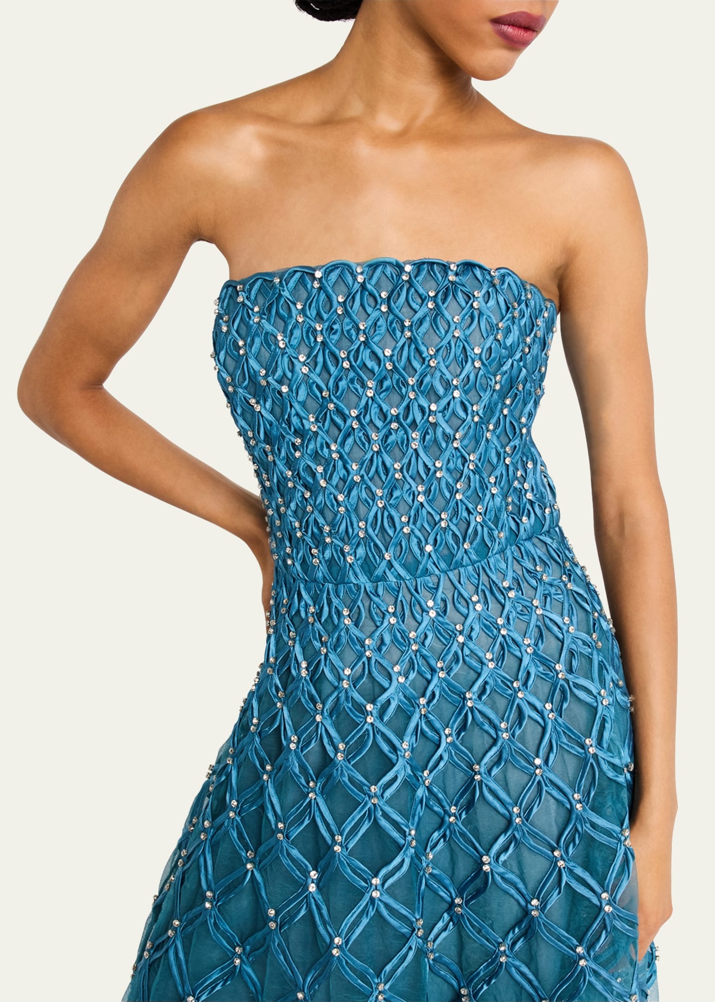 Xolani Strapless Embellished Midi Dress - 5