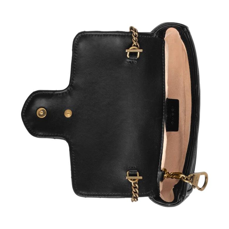 (WMNS) Gucci GG Marmont Matelasse leather super mini bag 'Black' 476433-DSVRT-1000 - 4